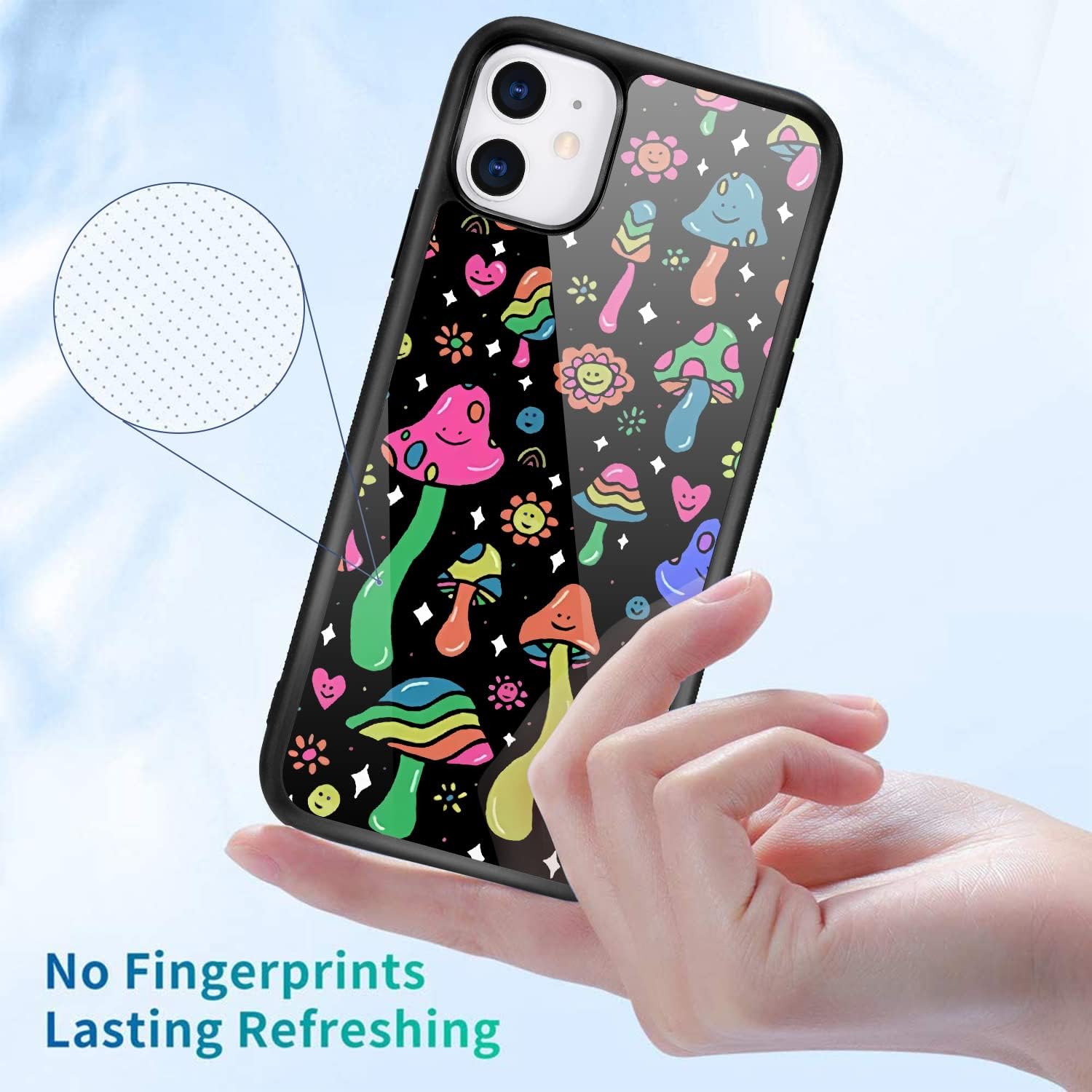 Linda funda de teléfono Mushroon para iPhone 12iPhone 12 Pro, funda de hongos TPU a prueba de golpes, funda protectora femenina para teléfono con
