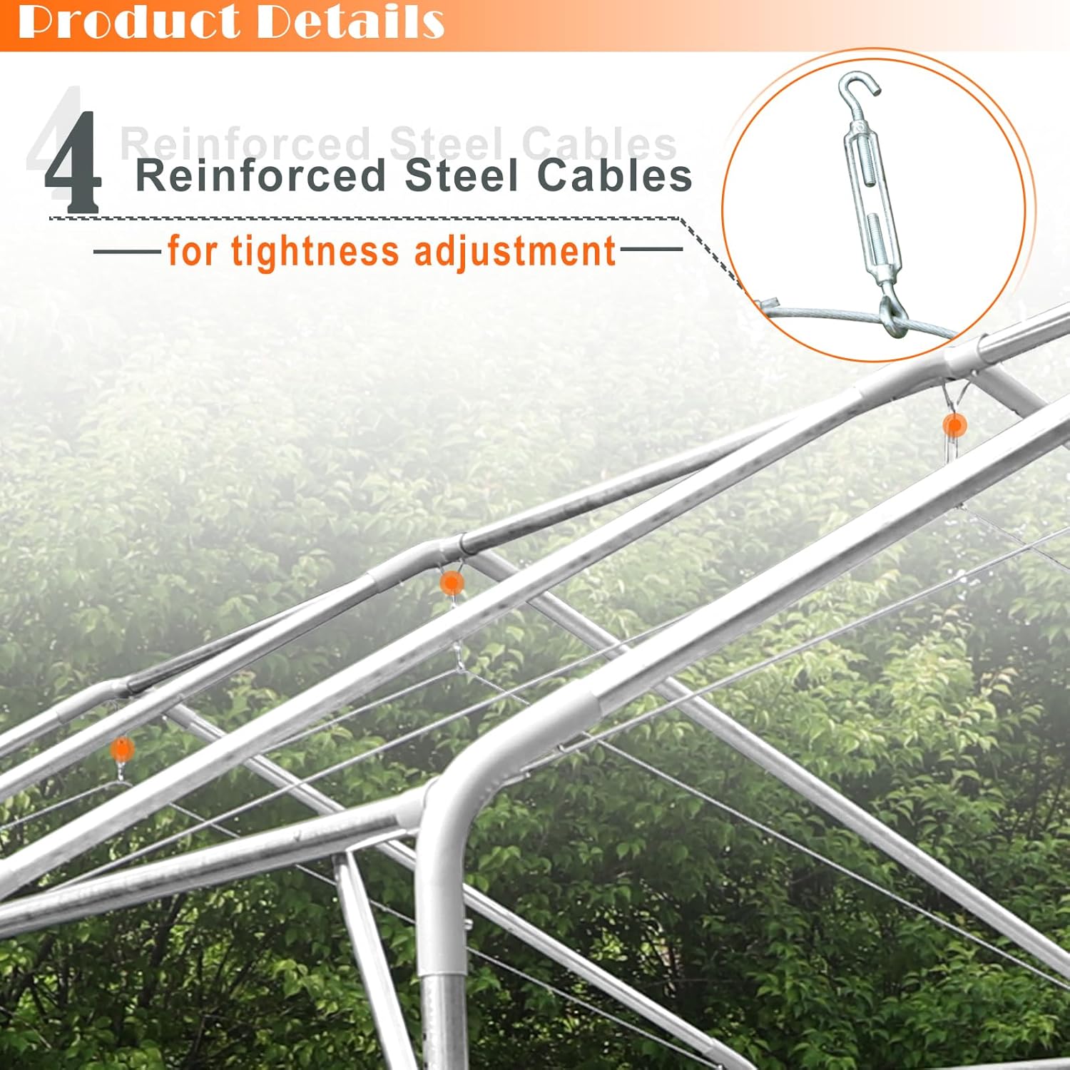 Sophia & William Carport – Tienda de campaña resistente de 10 x 20 pies, refugio de garaje portátil con 4 cables de acero reforzados, marco de acero