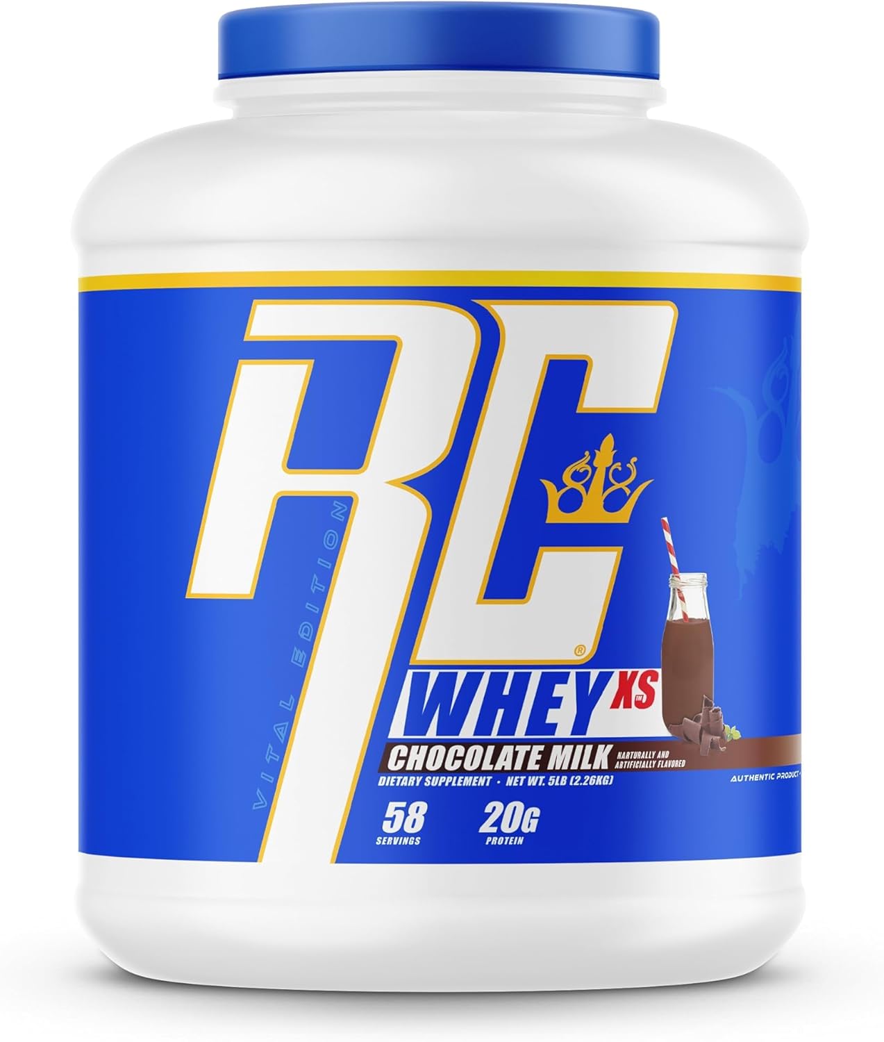Ronnie Coleman Signature Series Whey XS Proteína en polvo, mezcla de batido preentrenamiento para apoyo muscular magro, suplemento bajo en azúcar