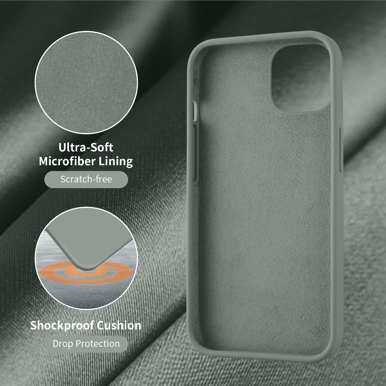 Cordking Funda para iPhone 13, iPhone 14, funda de silicona ultra delgada, a prueba de golpes, con forro de microfibra suave antiarañazos, 6.1