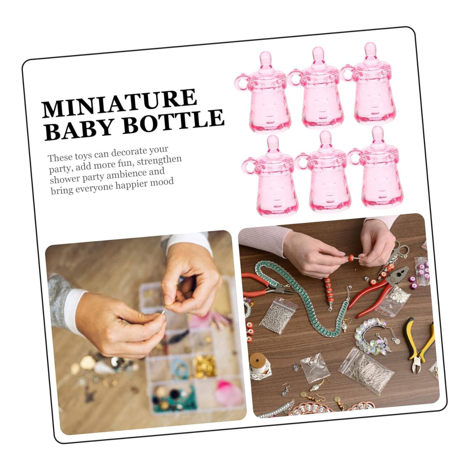 CHILDWEET Juguetes Miniture Decoración Sonajeros 30 piezas Colgante de botella para De Bautizo Para Niño Botella de Leche Mini Botella Decoración