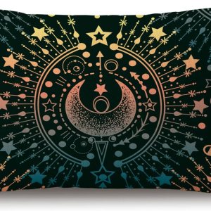 Moon & Star Alchemy – Funda de cojín decorativa de lino y algodón para sofá cama, 12 x 20 pulgadas Moon & Star Alchemy – Funda de cojín decorativa de lino y algodón para sofá cama, 12 x 20 pulgadas