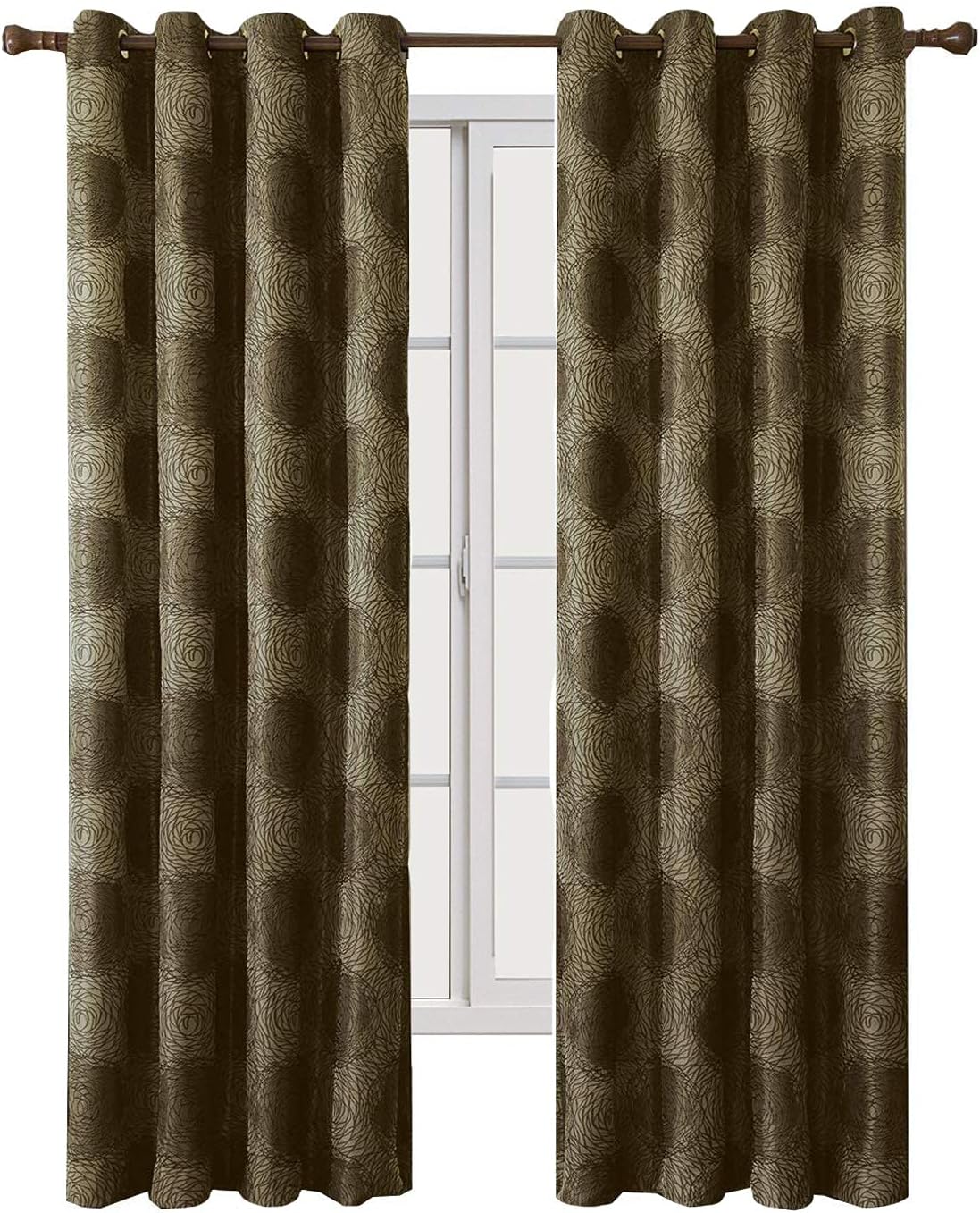 Royal Hotel Bedding Lexington – Paneles de cortina de jacquard con ojales verdes, 2 paneles, 52 x 96 pulgadas cada uno