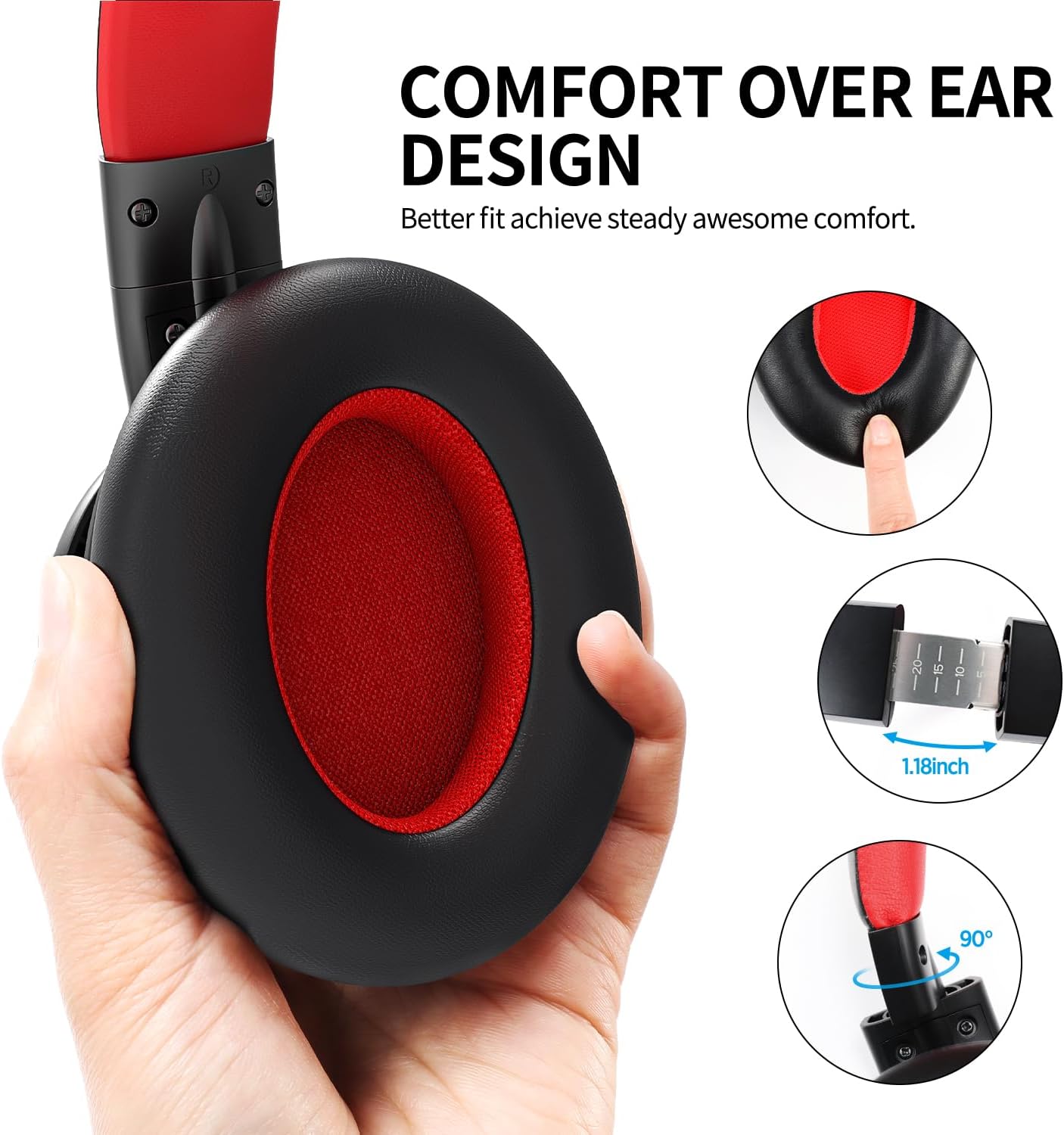 AUSDOM Auriculares Bluetooth con cancelación de ruido auriculares inalámbricos E7 ANC sobre la oreja, tiempo de reproducción de 50 horas, audio