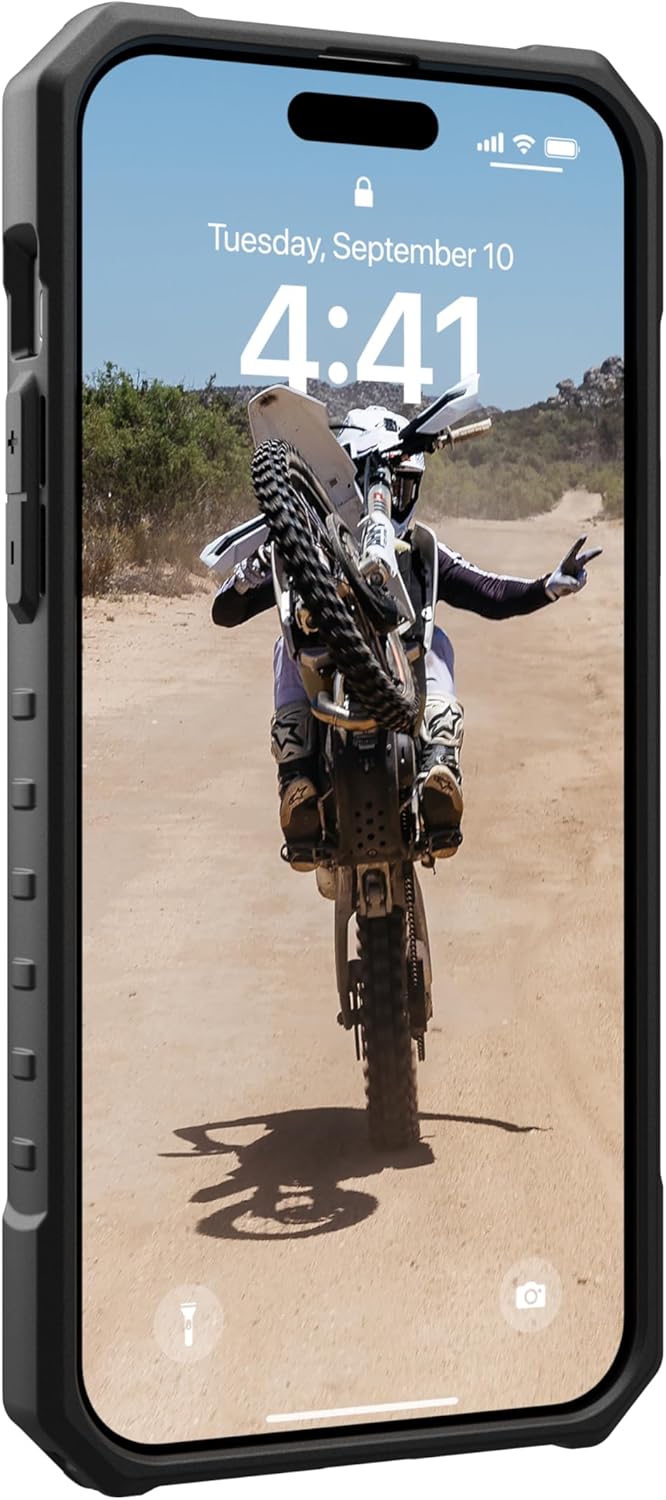 URBAN ARMOR GEAR UAG – Funda compatible con iPhone 15 Pro de 6.1 pulgadas, Pathfinder transparente cenizanegro, imán integrado compatible con carga