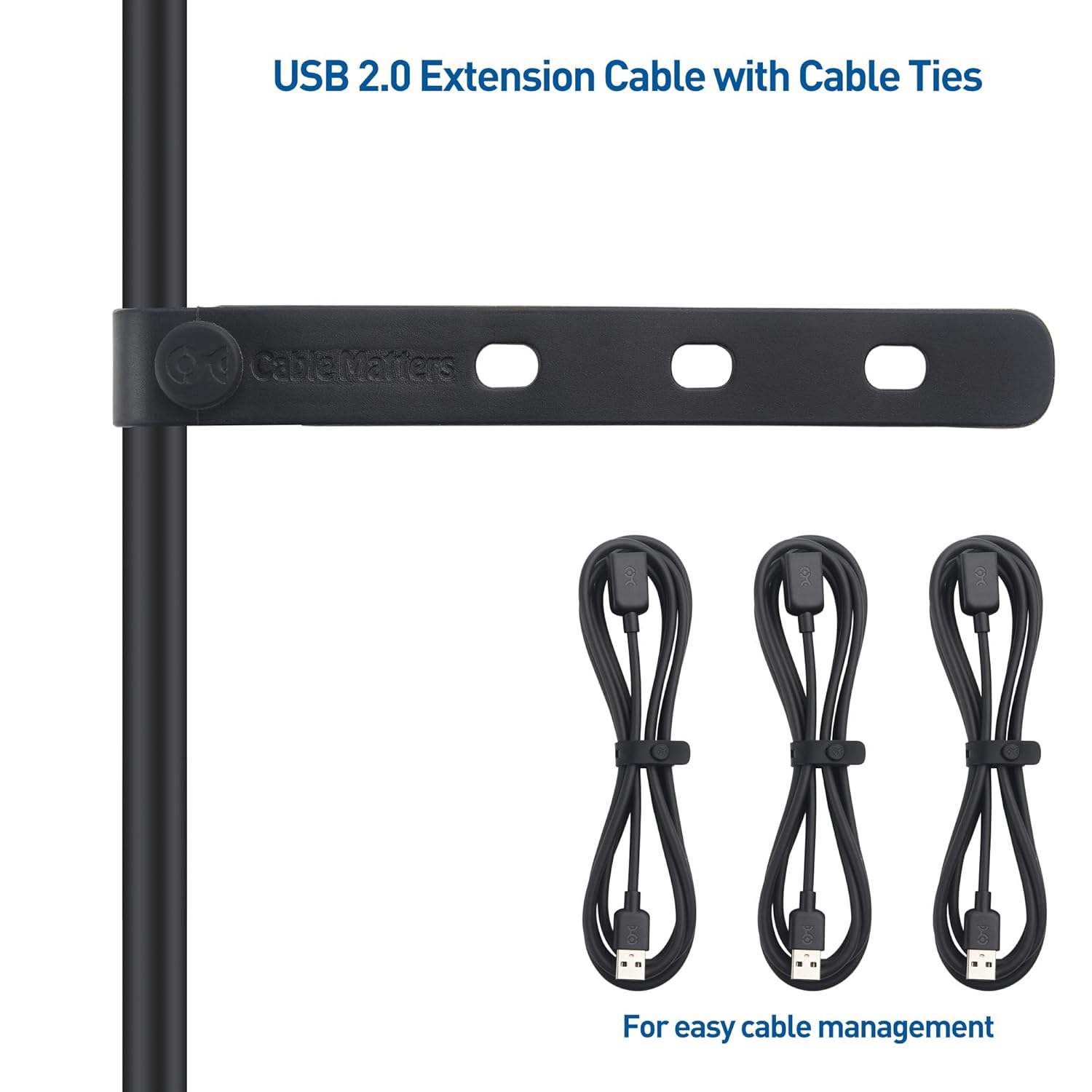 Cable Matters Paquete de 3 cables de extensión USB cortos de 3 pies, cable extensor USB macho a hembra, cable de extensión USB2.0, 480 Mbps, color