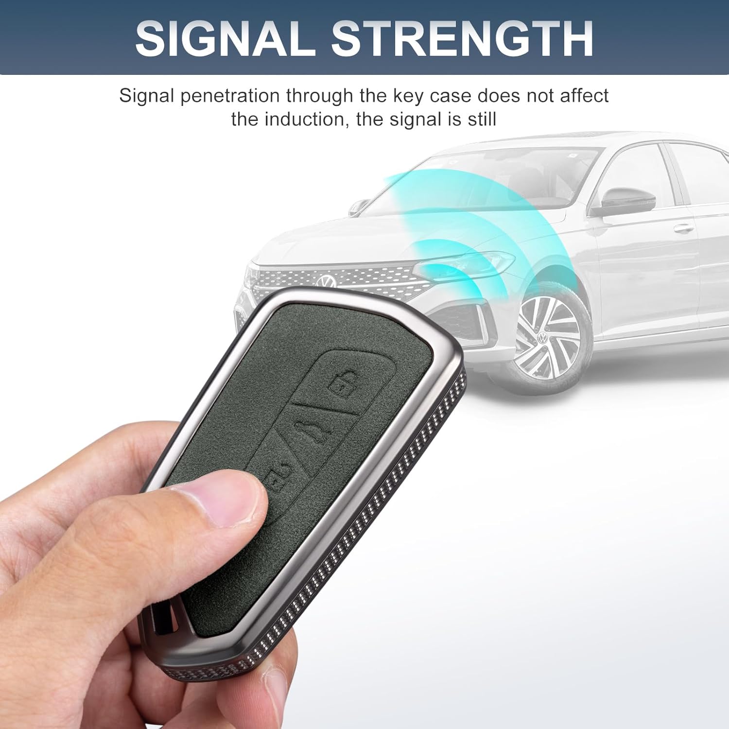 YO&YOYE Compatible con funda para llavero VW Volkswagen con llavero protector de llave de cuero