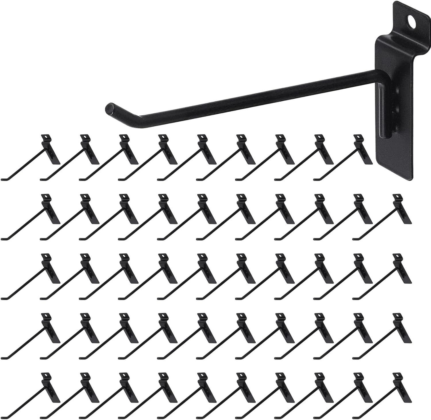 Ganchos Slatwall de 6 pulgadas, accesorios de pared de listones negros, ganchos para panel de pizarra, para garaje, tienda, venta al por menor,