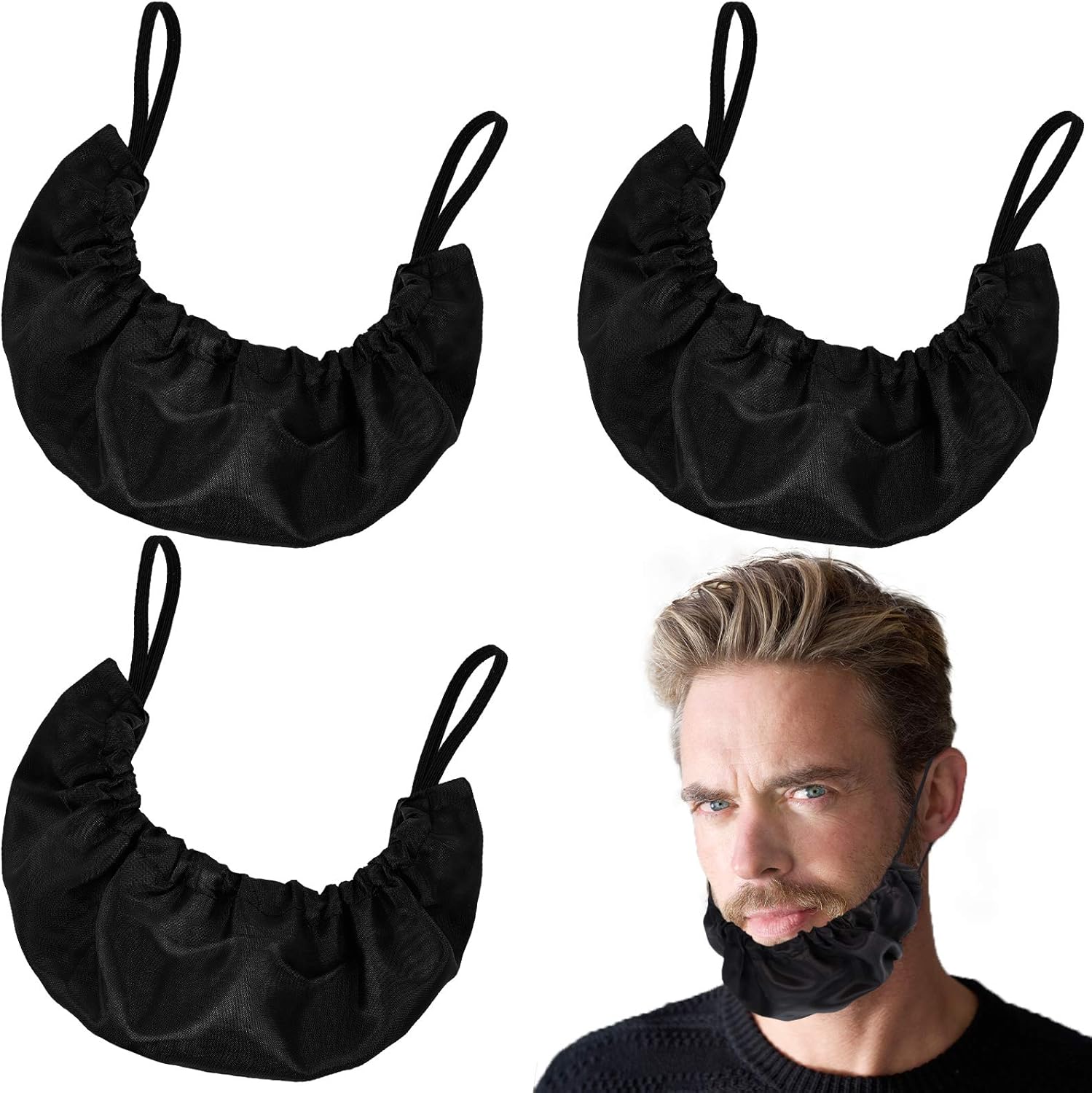 EBOOT 3 gorras de barba para hombres, bandana para barba, fundas ajustables para el pelo facial, delantal, capó para dormir, babero