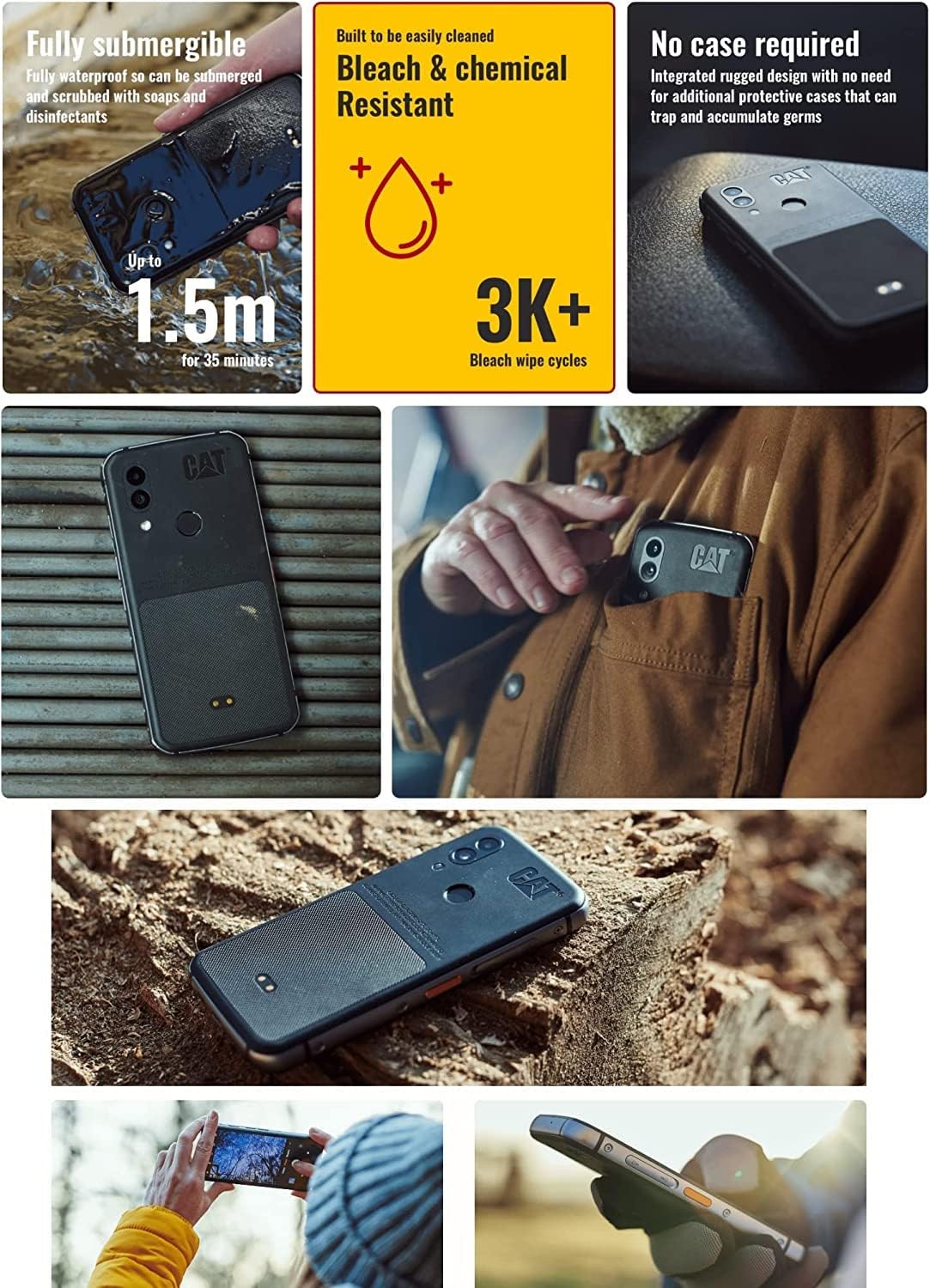 S62 5.7 “128GB (T-MobileSprint desbloqueado) 4GB RAM Rugged Impermeable Smartphone – Negro