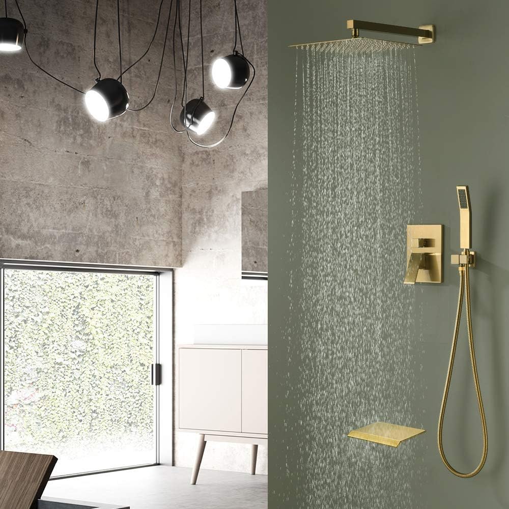 Sistema de ducha de 12 pulgadas con cabezal de ducha de lluvia de alta presión, cabezal de ducha de mano, kit de ajuste de boquilla de grifo de