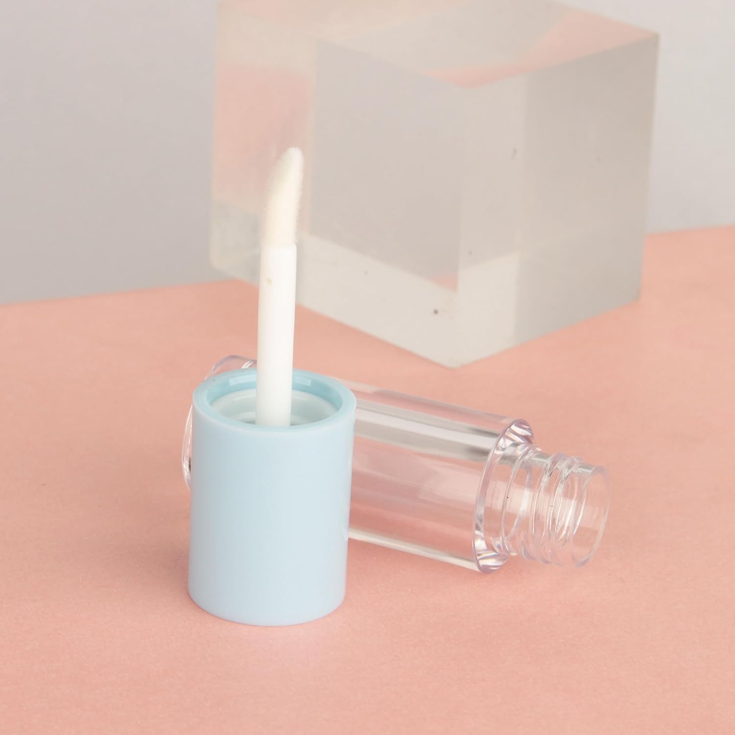 10 tubos de brillo de labios azules vacíos de 0.1 fl oz 0.08 onzas con aplicador de varita para botellas de tinte de aceite de labios, 10 unidades