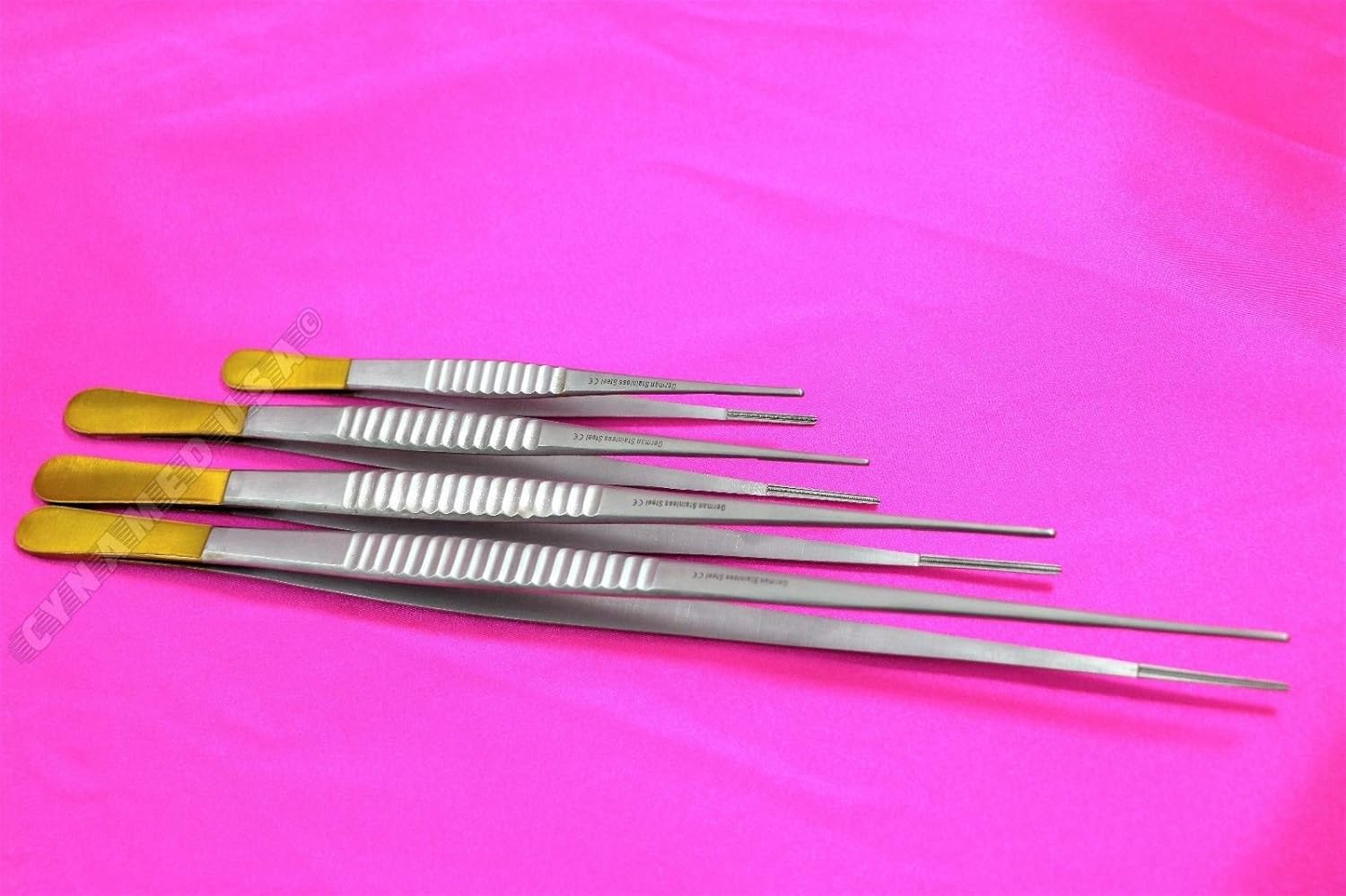 Juego de 4 unidades alemanas de alta calidad, cada uno de Debakey Arteria Atraumatic Tissue Vascular Forcep Gold de 6 pulgadas más 8 pulgadas más 10