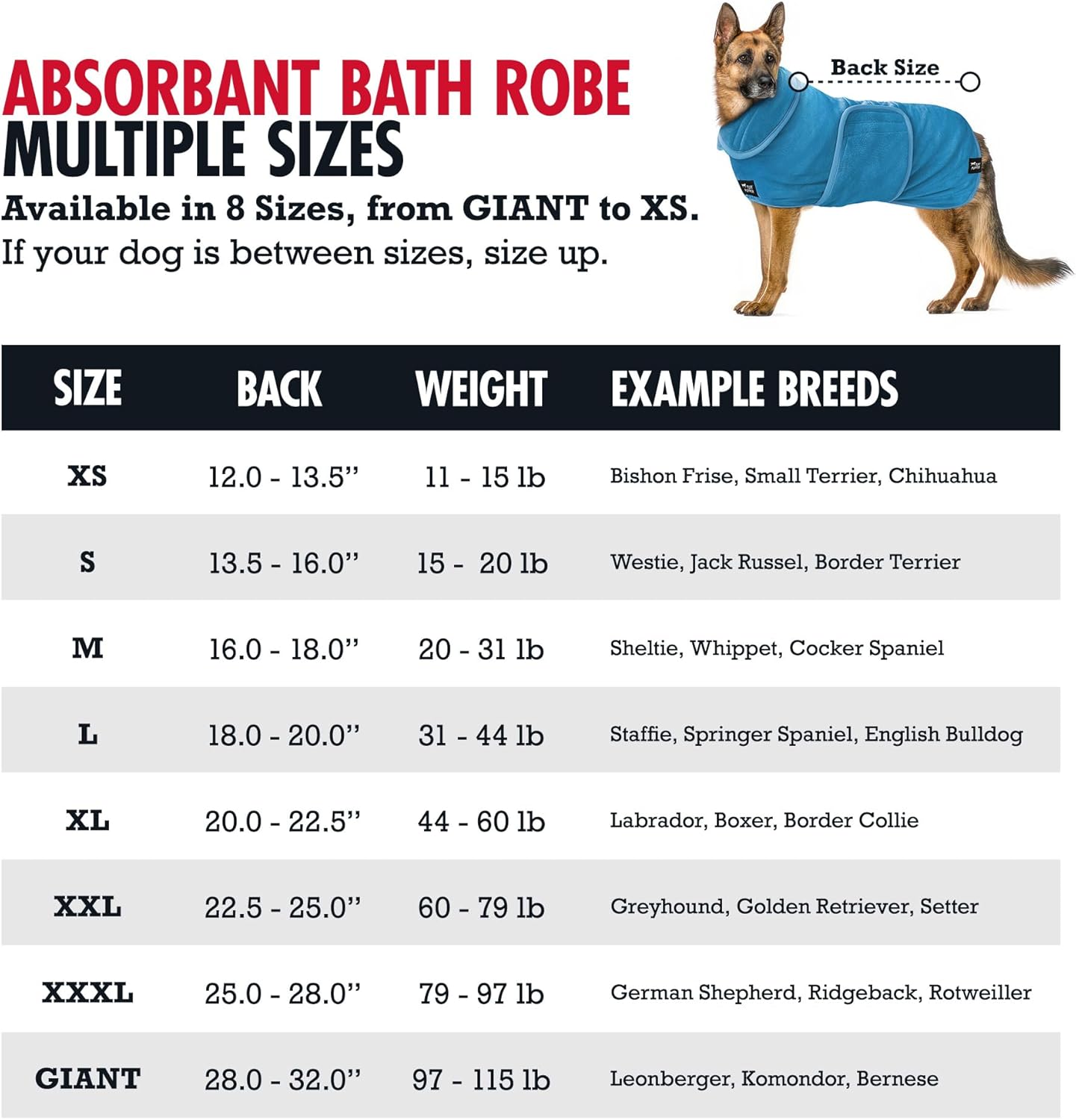 Tuff Pupper Bata de baño para perro de secado rápido, toalla de felpa de 800 GSM, bata de baño súper absorbente para mascotas y cachorros, capucha