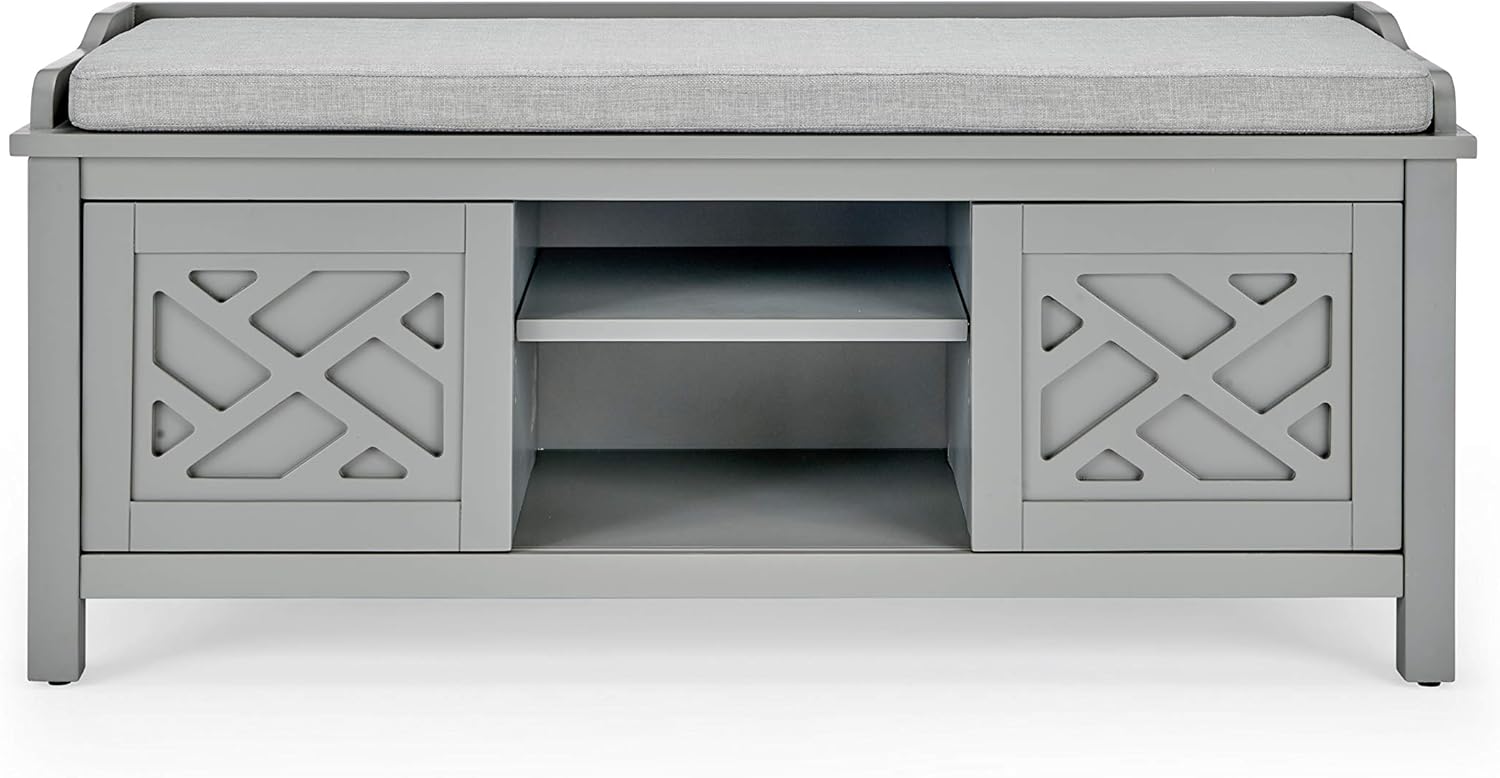 Alaterre Furniture Coventry – Banco de almacenamiento de madera con cojín, 45 pulgadas de ancho, color gris