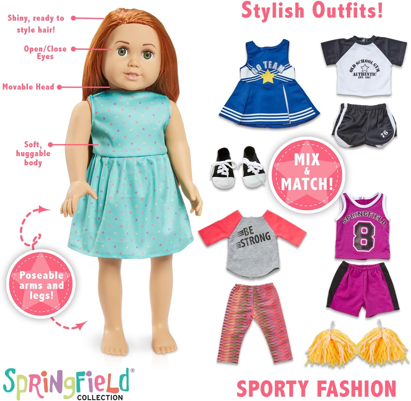 Springfield – Muñeca Olivia de 18 pulgadas con kit de atuendo deportivo