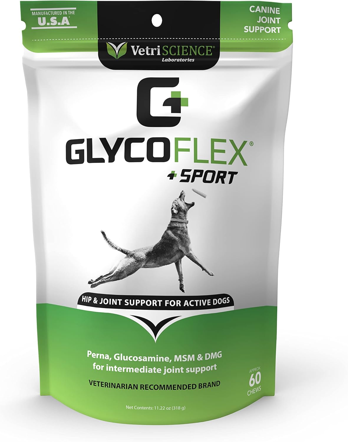 VetriScience GlycoFlex Sport – Suplemento deportivo para cadera y articulaciones para perros, masticables de apoyo articular con mejillón de labios
