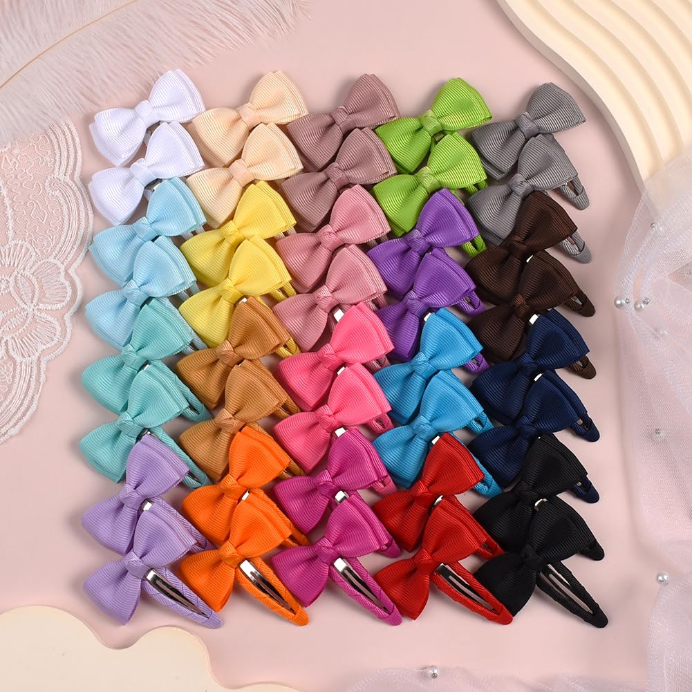 Ruyaa 40 lazos pequeños para el cabello con clips envueltos, pinzas para el pelo de niños pequeños, pasadores para bebés, accesorios para el cabello