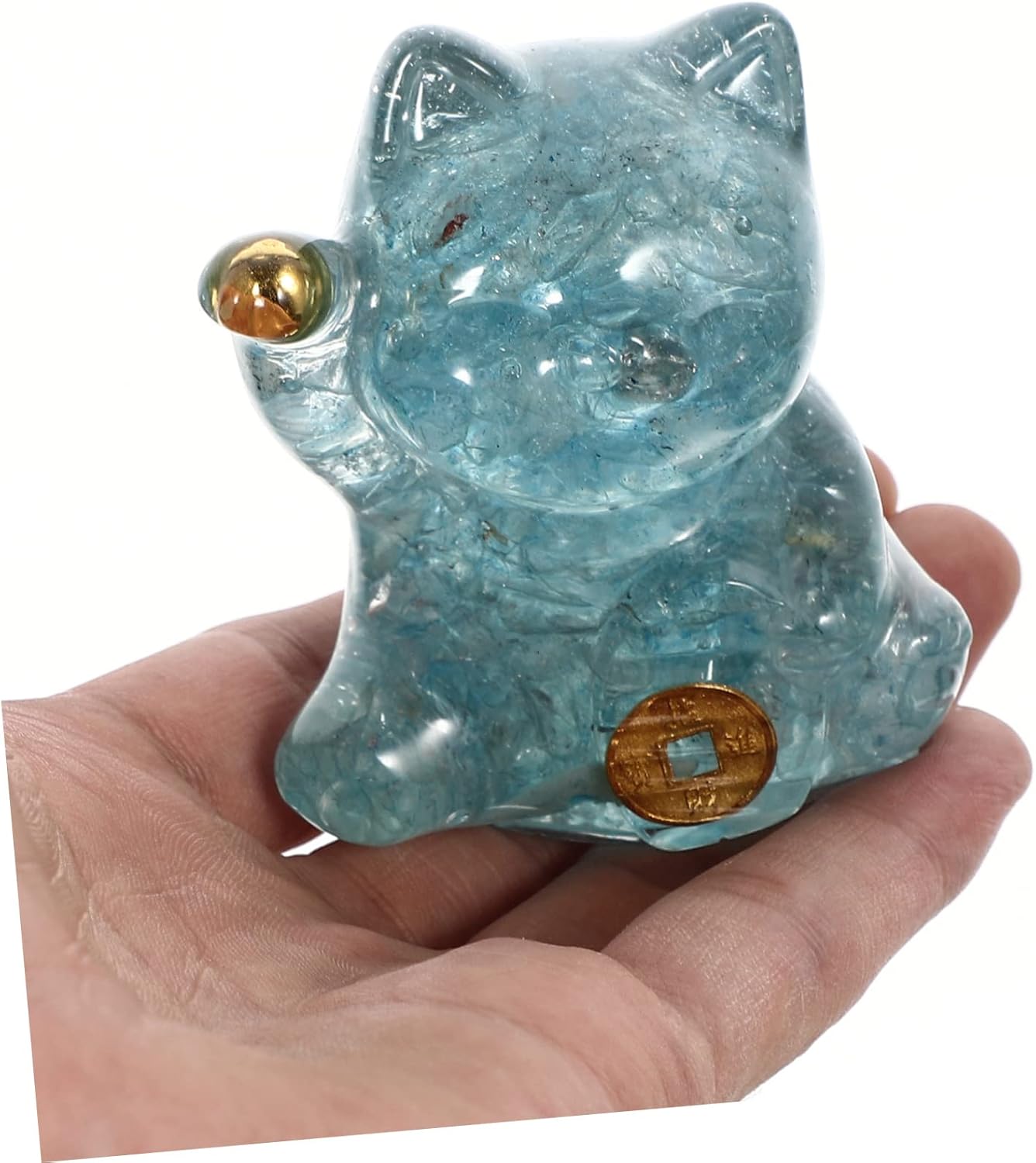 WOFASHPURET Decoración japonesa de cristal Maneki Decoración para pasteles Figuras en miniatura Mascotas Jardín Estatua de gato Modelo Figura de