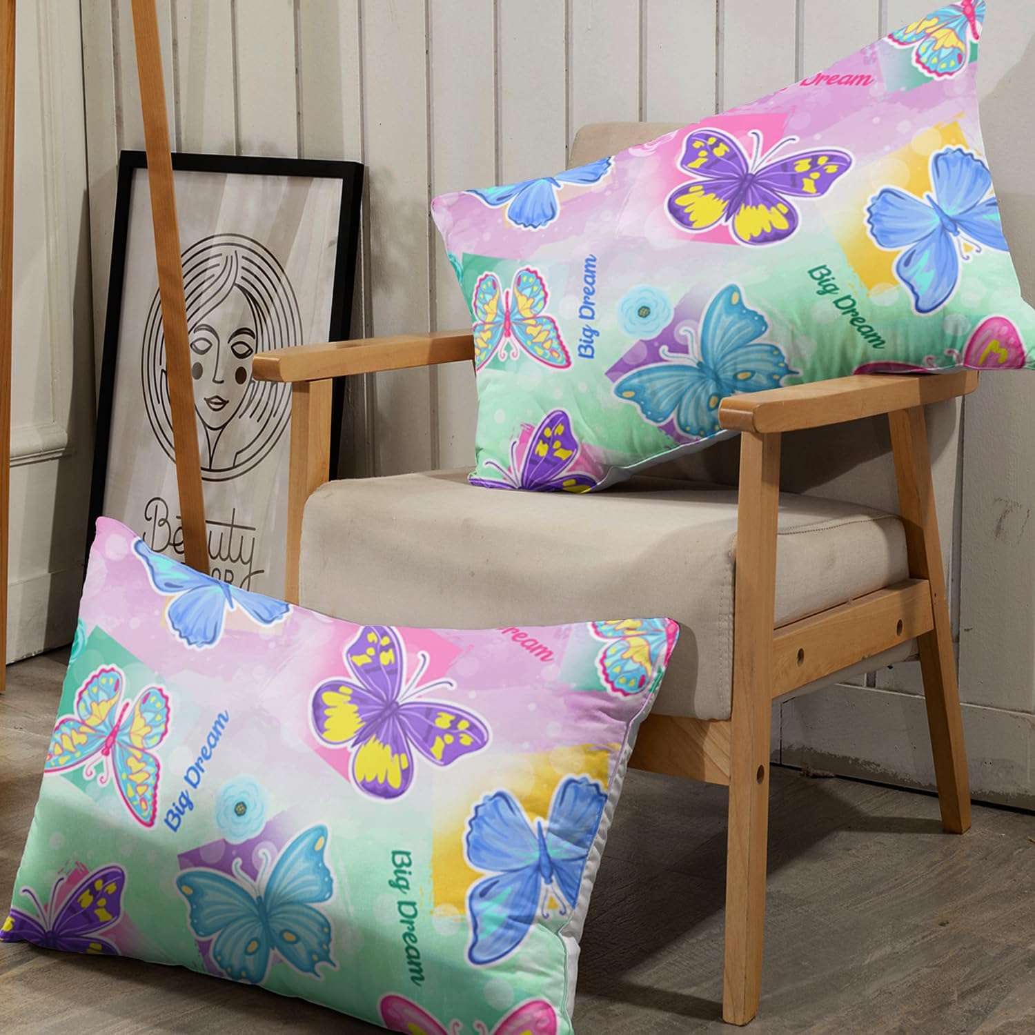 AILONEN Juego de sábanas bajeras de mariposa tamaño individual, juego de sábanas de mariposa para niñas, sábanas coloridas de mariposa para niños,