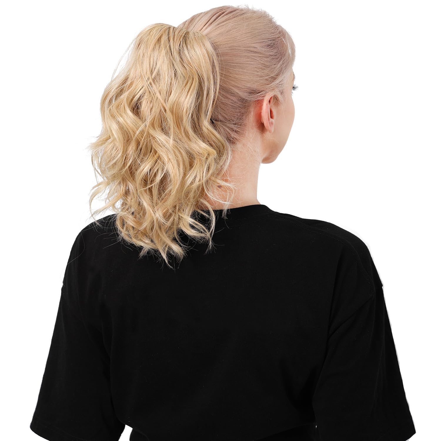 Colas de caballo gruesas y rizadas, extensión de cola de caballo ondulada sintética, extensiones de cabello con clip de cola de caballo mediana de