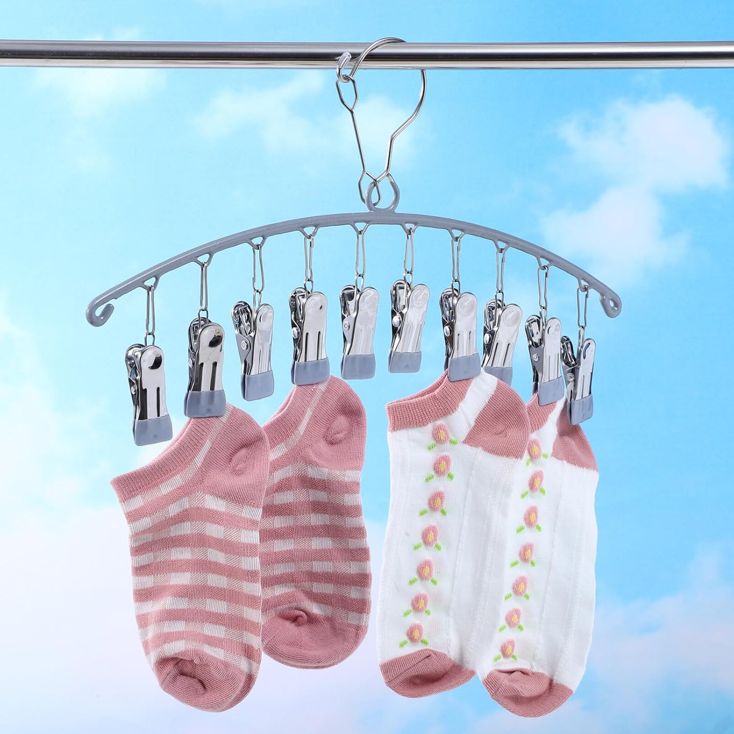Alipis Organizador de sombreros para percha, calcetines de metal para gorras de béisbol para armario con 20 clips, soporte para sombreros a prueba