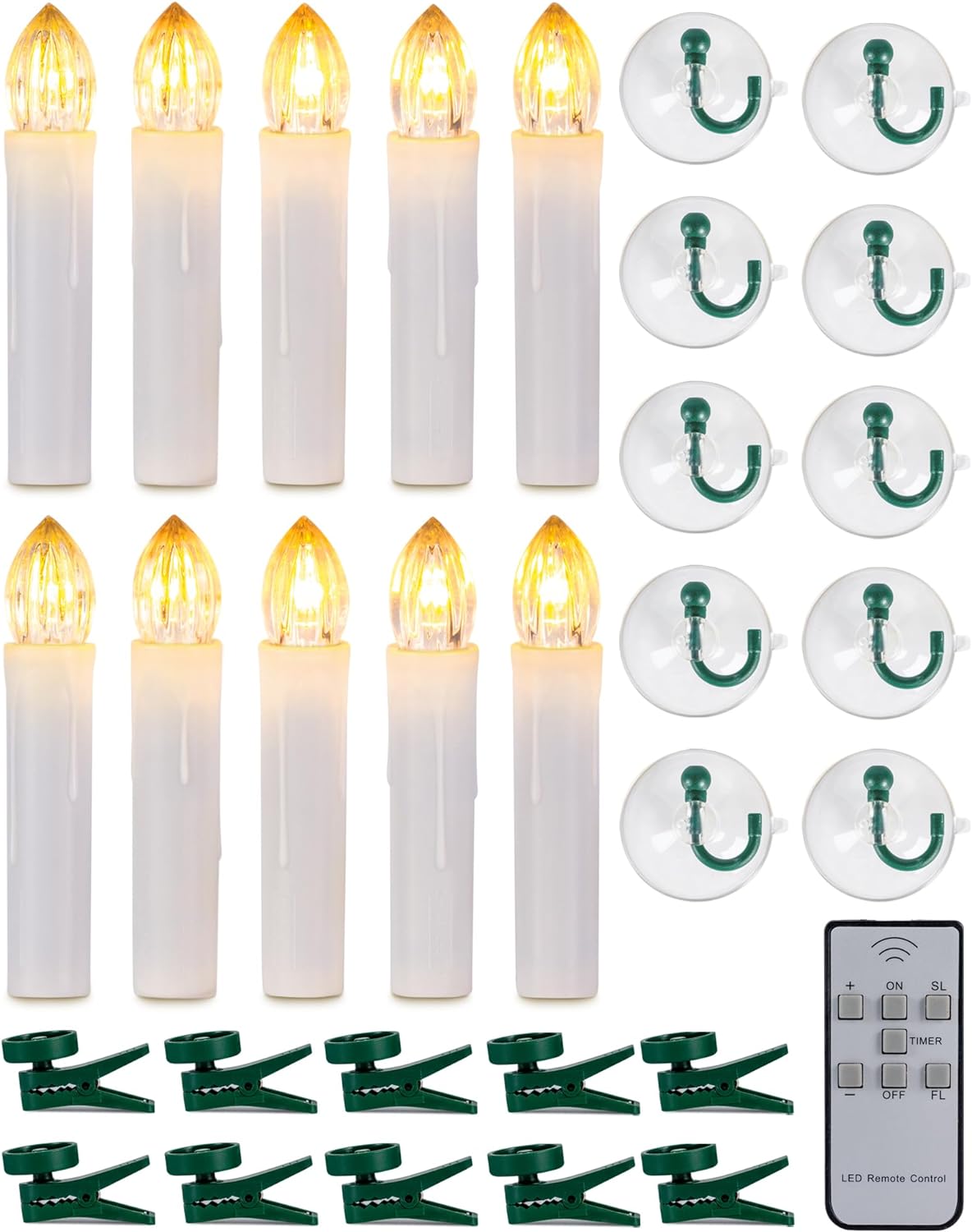 Homemory Velas LED de Navidad, temporizador de 8 horas, 4 pulgadas de diámetro, funciona con pilas, luz blanca cálida, material plástico, paquete de
