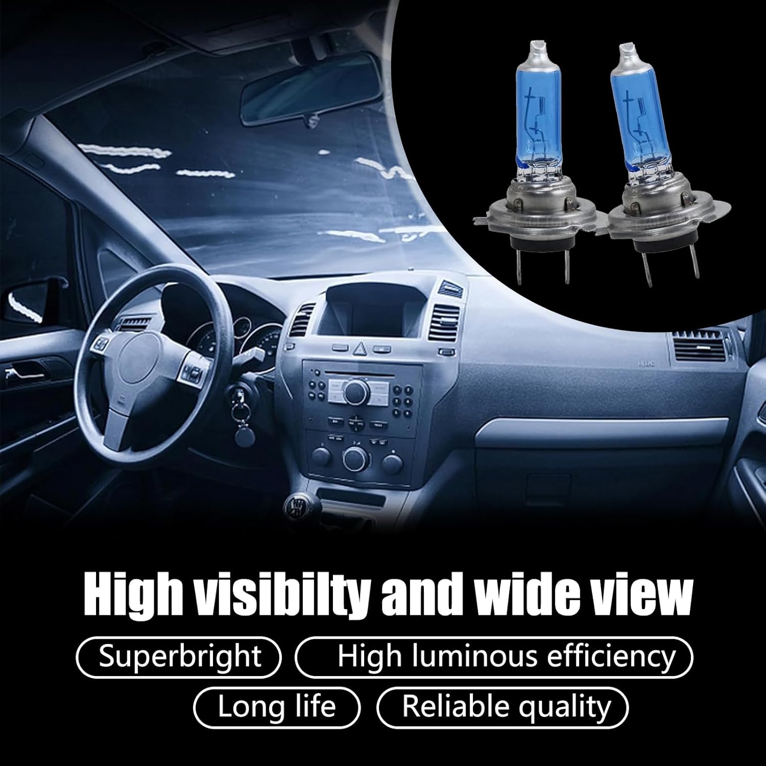 Jewkot Pack-2 Luces halógenas para automóvil, bombillas superbrillantes, luces antiniebla delanteras, luces de haz altobajo, repuesto de bombilla,