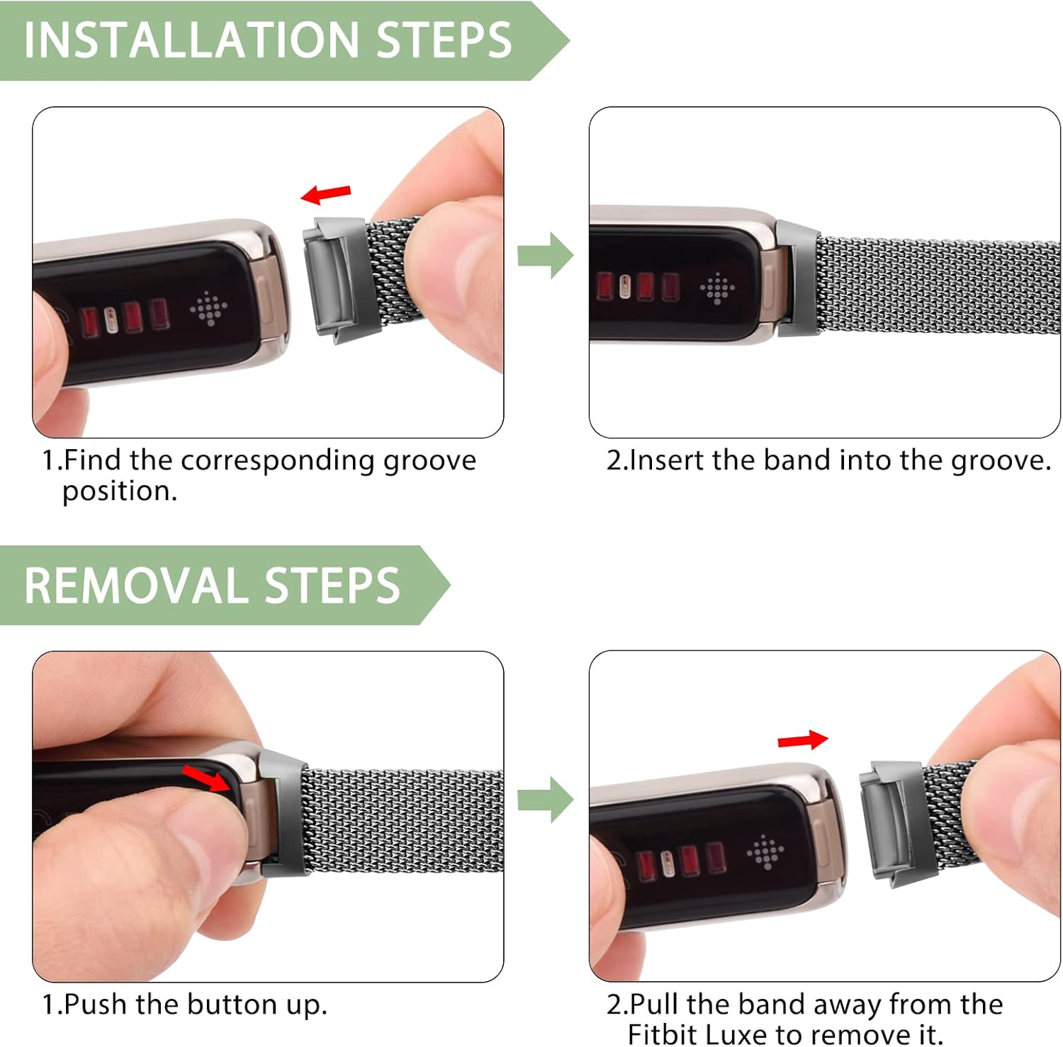 Correa de metal compatible con Fitbit Luxe Bands, correa de repuesto ajustable de malla de acero inoxidable para Fitbit LuxeLuxe Special Edition