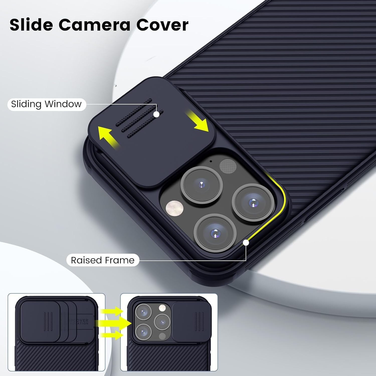 Nillkin Funda magnética para iPhone 15 Pro Max, compatible con MagSafe, funda deslizante para cámara, funda magnética CamShield Pro para iPhone 15