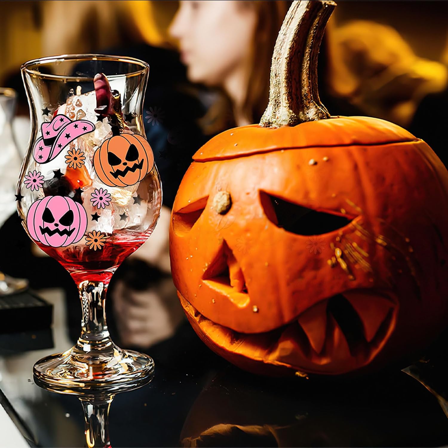 AUOCATTAIL Halloween UV DTF Cup Wrap Calabaza Fantasma Cara Araña Tela De Vidrio Envoltura De Taza De Transferencia Adhesivo 6 Hojas