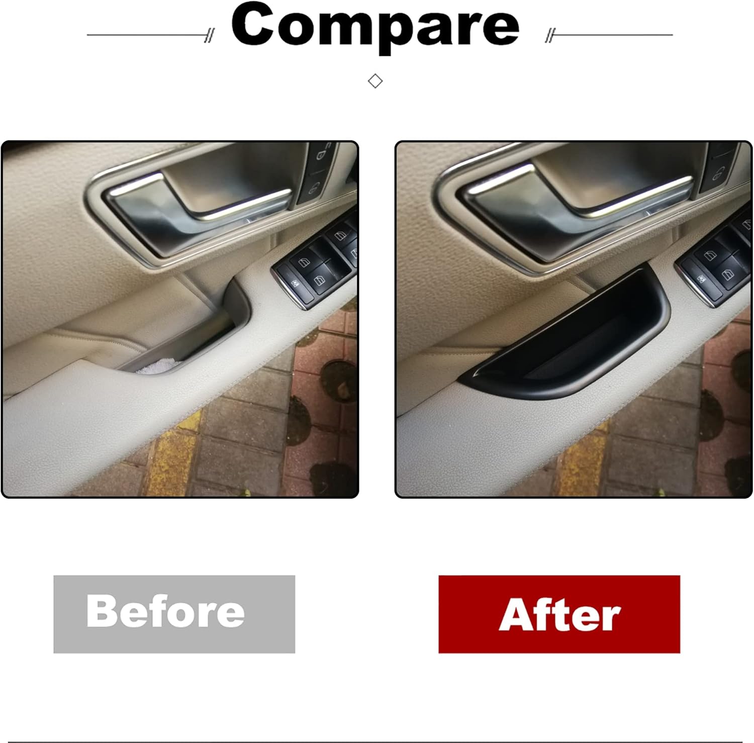 TopDall Caja de almacenamiento lateral de la puerta Manija de bolsillo Apoyabrazos Teléfono Contenedor Accesorios Compatible para Mercedes-Benz