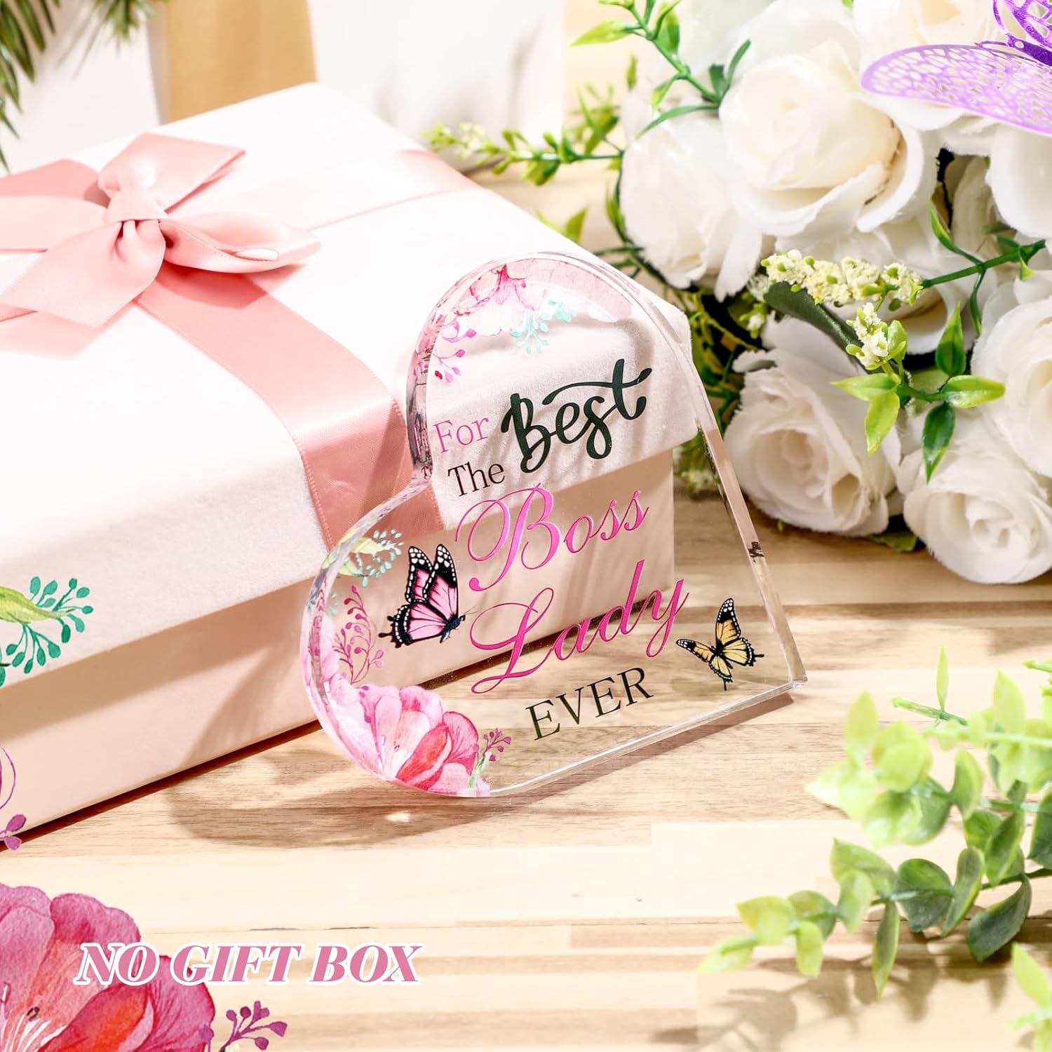 BossLady – Regalo de corazón de acrílico para mujer, mejor jefa de todos los tiempos, pisapapeles, jefa, dama, regalo de escritorio, recuerdo,