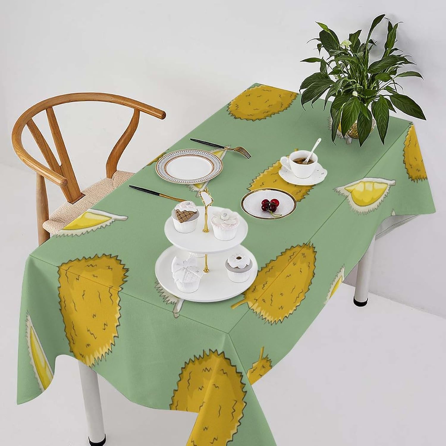 Mantel de picnic con estampado natural de frutas frescas, 55 x 55 pulgadas, manteles negros de tela para fiestas para comedor, cocina, decoración de