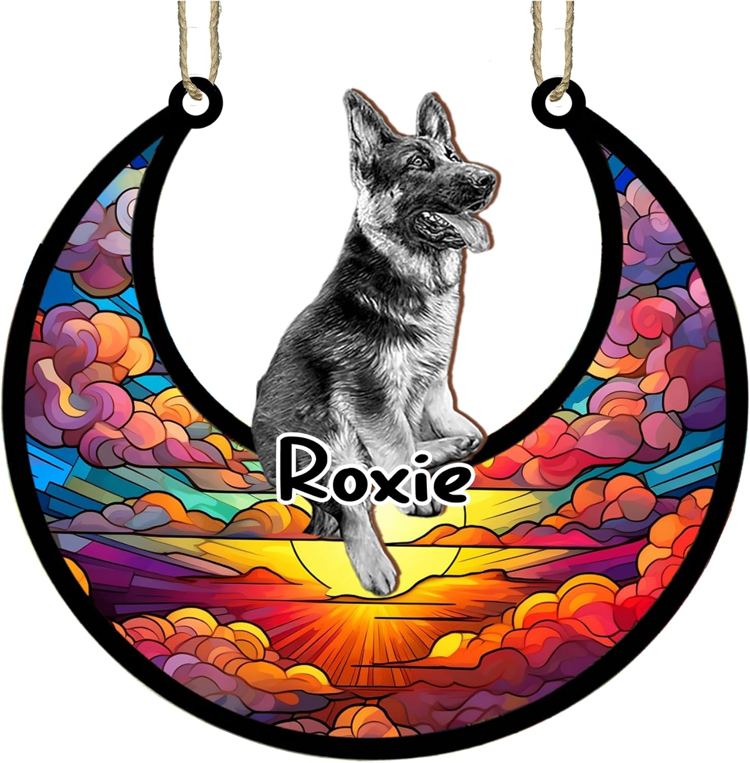 Adorno de Navidad personalizado de perro pastor alemán, atrapasoles conmemorativo, adorno de Navidad de pastor alemán con nombre, pérdida de