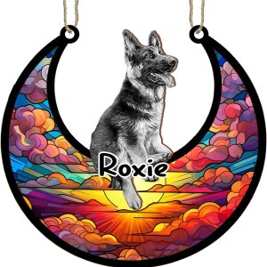 Adorno de Navidad personalizado de perro pastor alemán, atrapasoles conmemorativo, adorno de Navidad de pastor alemán con nombre, pérdida de Adorno de Navidad personalizado de perro pastor alemán, atrapasoles conmemorativo, adorno de Navidad de pastor alemán con nombre, pérdida de