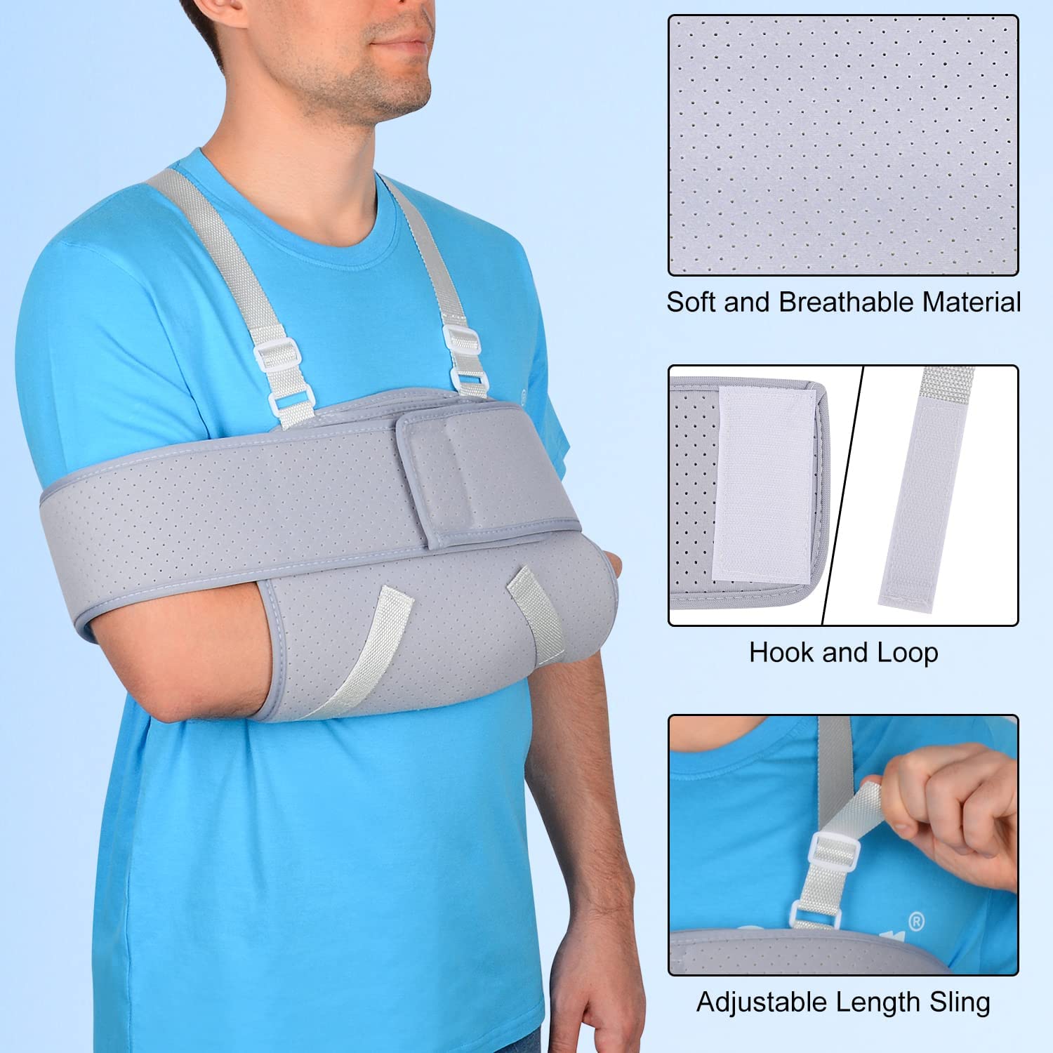 supregear Inmovilizador de hombro ajustable, soporte ergonómico para el hombro, cómodo y transpirable para el día y la noche, soporte de hombro para