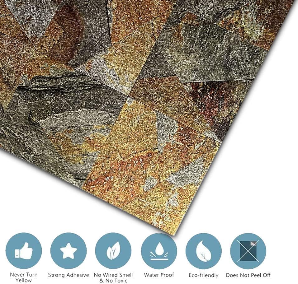XUANINY 10 hojas de azulejos de metal para salpicaduras de pared, autoadhesivo, triangular, de aluminio, mosaico de aluminio, adhesivo de pared 3D