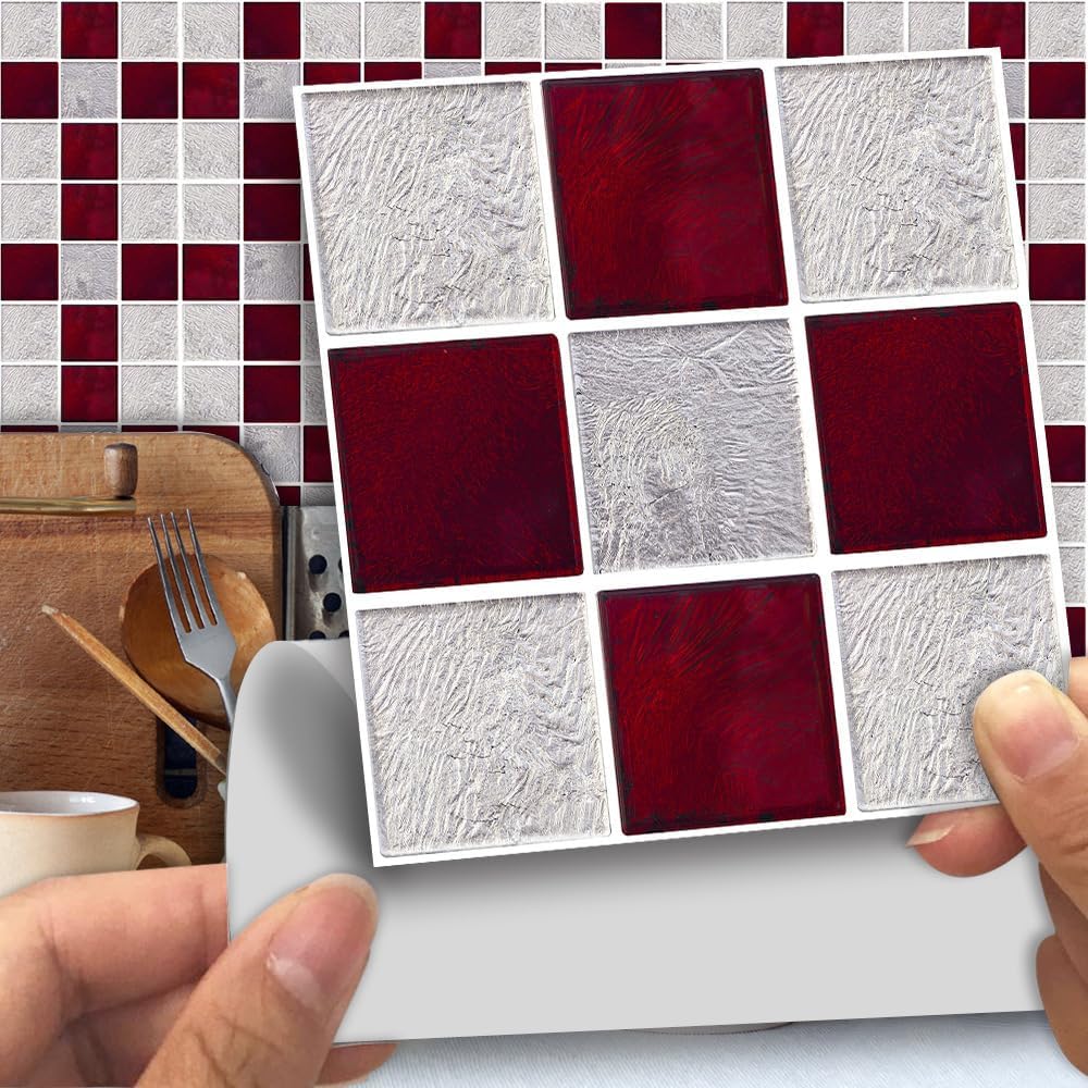 Azulejos de 25 hojas impermeables para despegar y pegar, para cocina, creatividad, azulejos, azulejos autoadhesivos, azulejos de pared, azulejos de