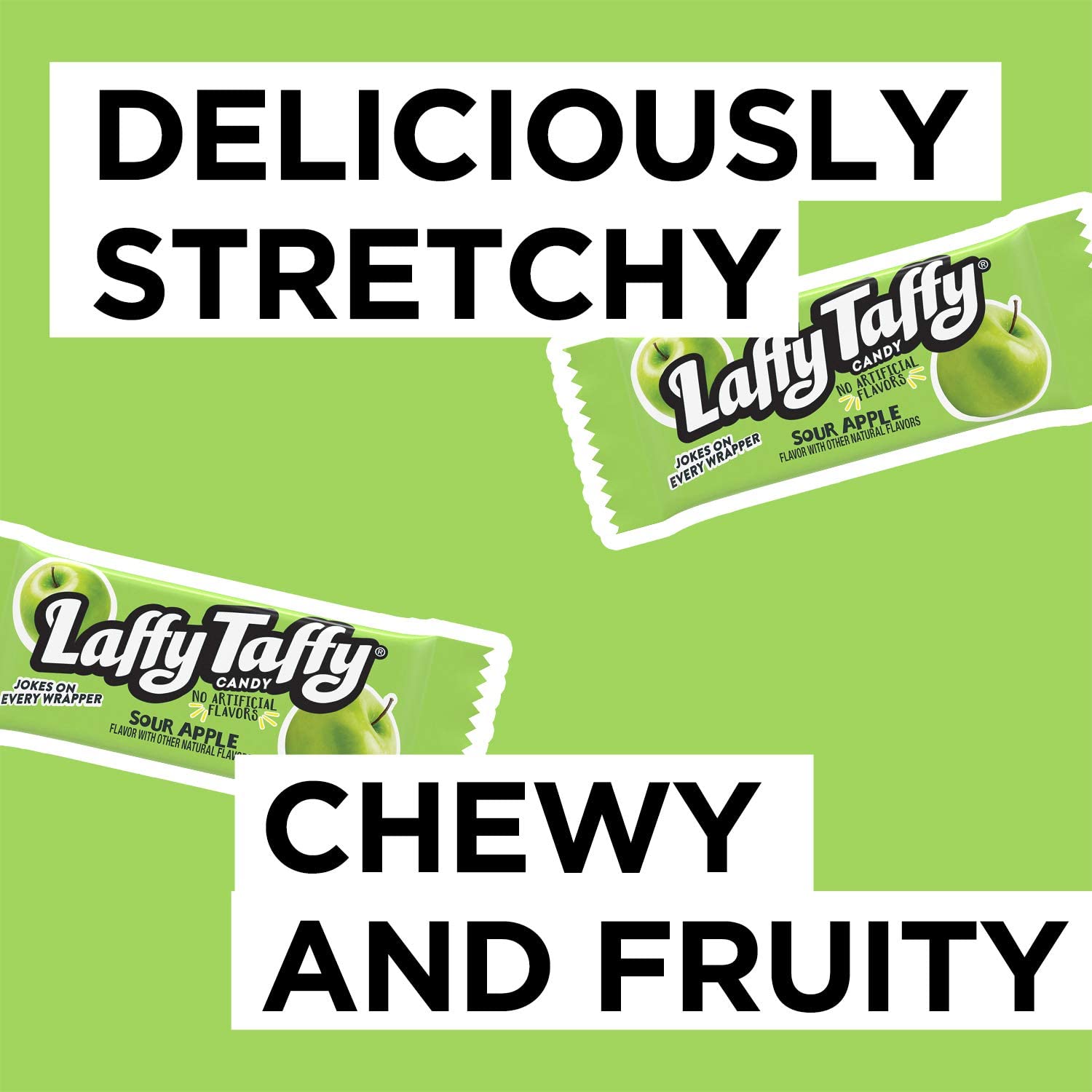 Laffy Taffy – Caramelos de manzana agria  Barras de tamaño divertido  Bromas en cada envoltorio  Caramelo de caramelo Laffy Taffy masticable y
