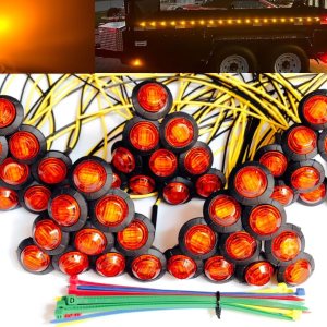 Aokzeeo 50 unidades de luces LED de 34 pequeñas redondas ámbar LED indicador de marcador lateral kit de luz de remolque lámpara de liquidación Aokzeeo 50 unidades de luces LED de 34 pequeñas redondas ámbar LED indicador de marcador lateral kit de luz de remolque lámpara de liquidación