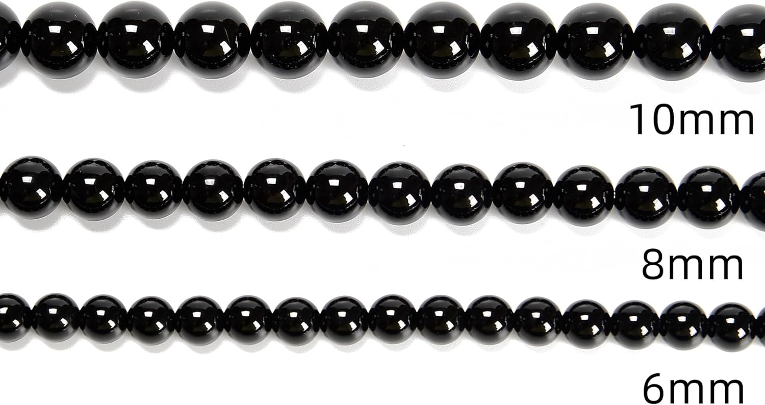 65 cuentas de ágata de ónix negro de 0.236 pulgadas (0.236 in), piedra natural redonda, piedra auténtica auténtica para hacer pulseras y cadenas de