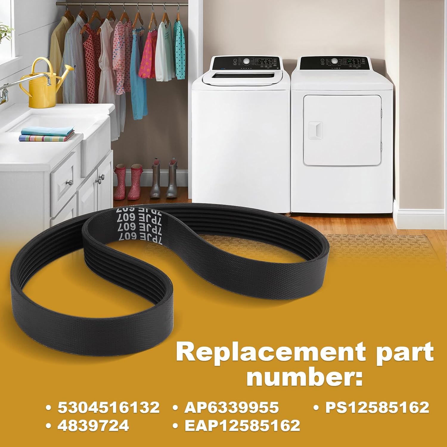 Correa de arandela nueva 7PJE 607 7PJE607 para FRIGIDAIRE 5304516132 y para Insignia 12638000001161