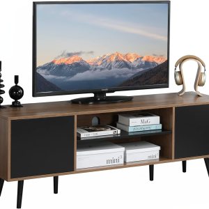 AVAWING Soporte de TV de granja de hasta 60 pulgadas, moderno mueble de TV con centro de entretenimiento de mediados de siglo con almacenamiento y AVAWING Soporte de TV de granja de hasta 60 pulgadas, moderno mueble de TV con centro de entretenimiento de mediados de siglo con almacenamiento y