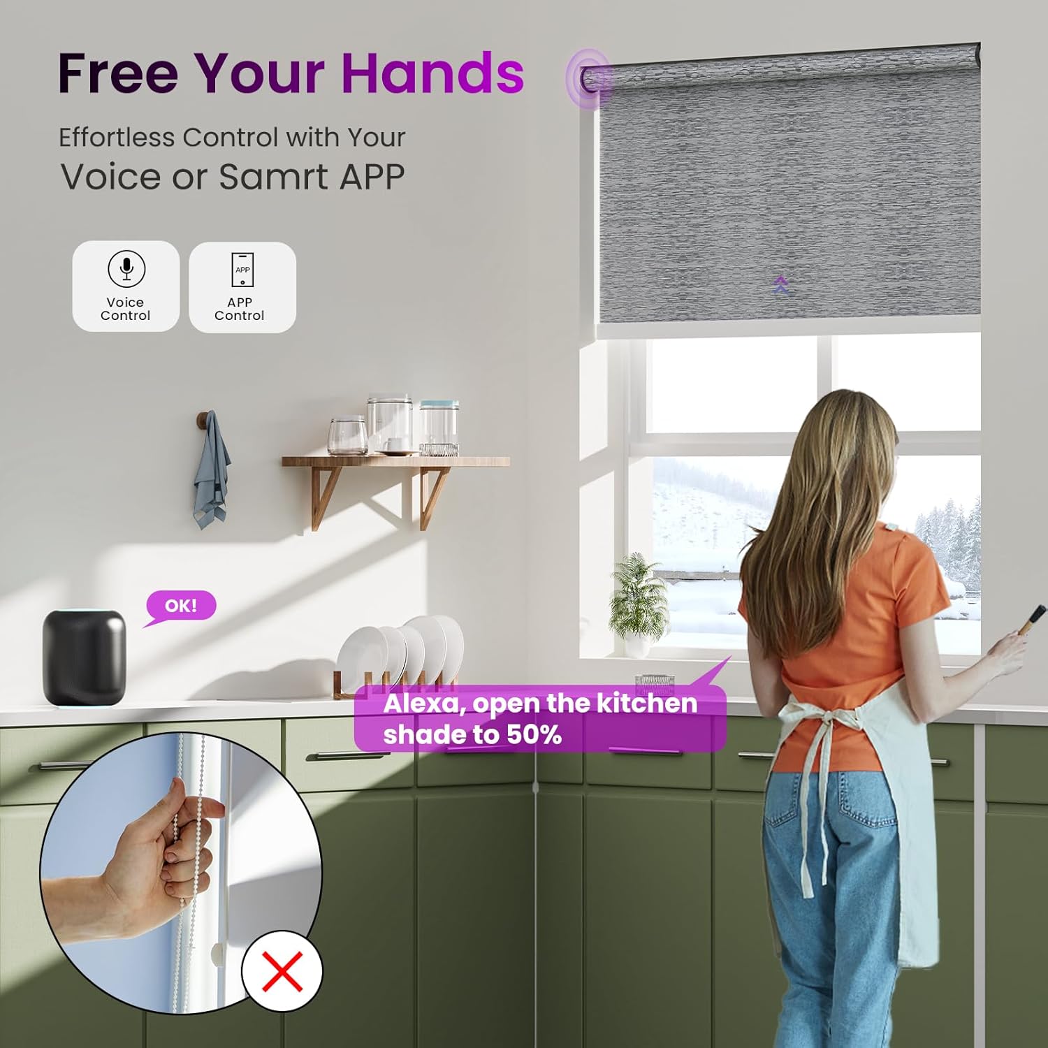 Persianas enrollables motorizadas para ventanas, persianas motorizadas 100 % opacas para oscurecer la habitación, persianas inteligentes sin cordón