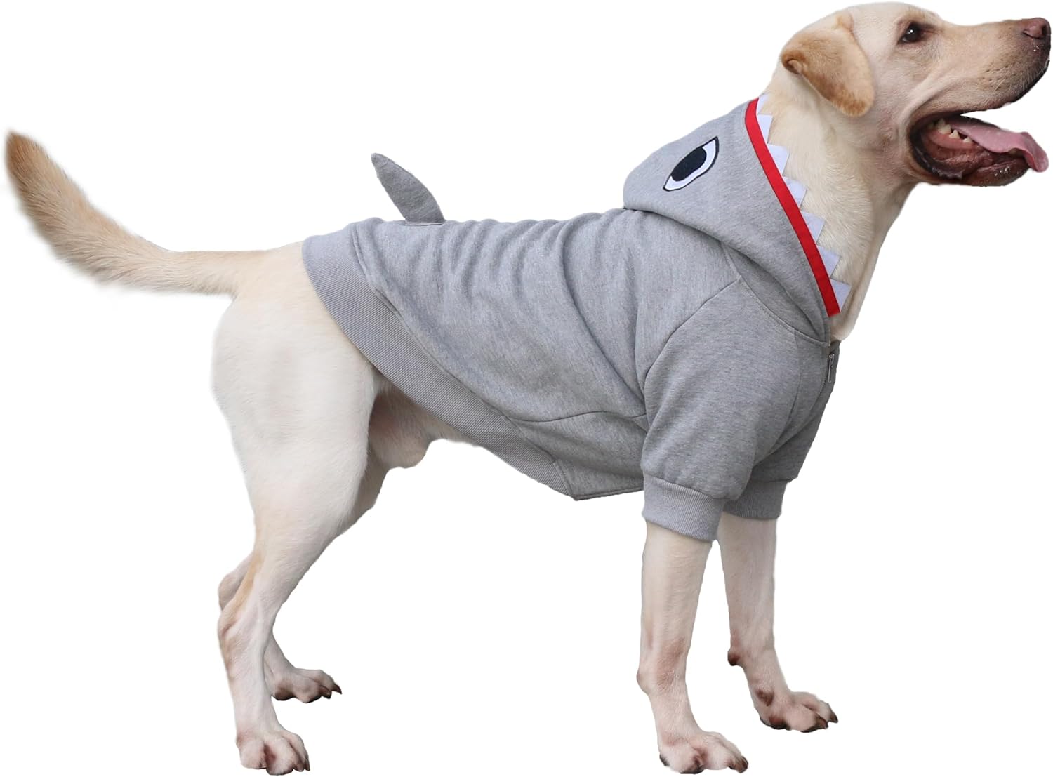 Disfraz de tiburón para Halloween para perros extra grandes, sudaderas con capucha y mandíbulas, ropa de Labrador Rottweiler, gran danés, gris,