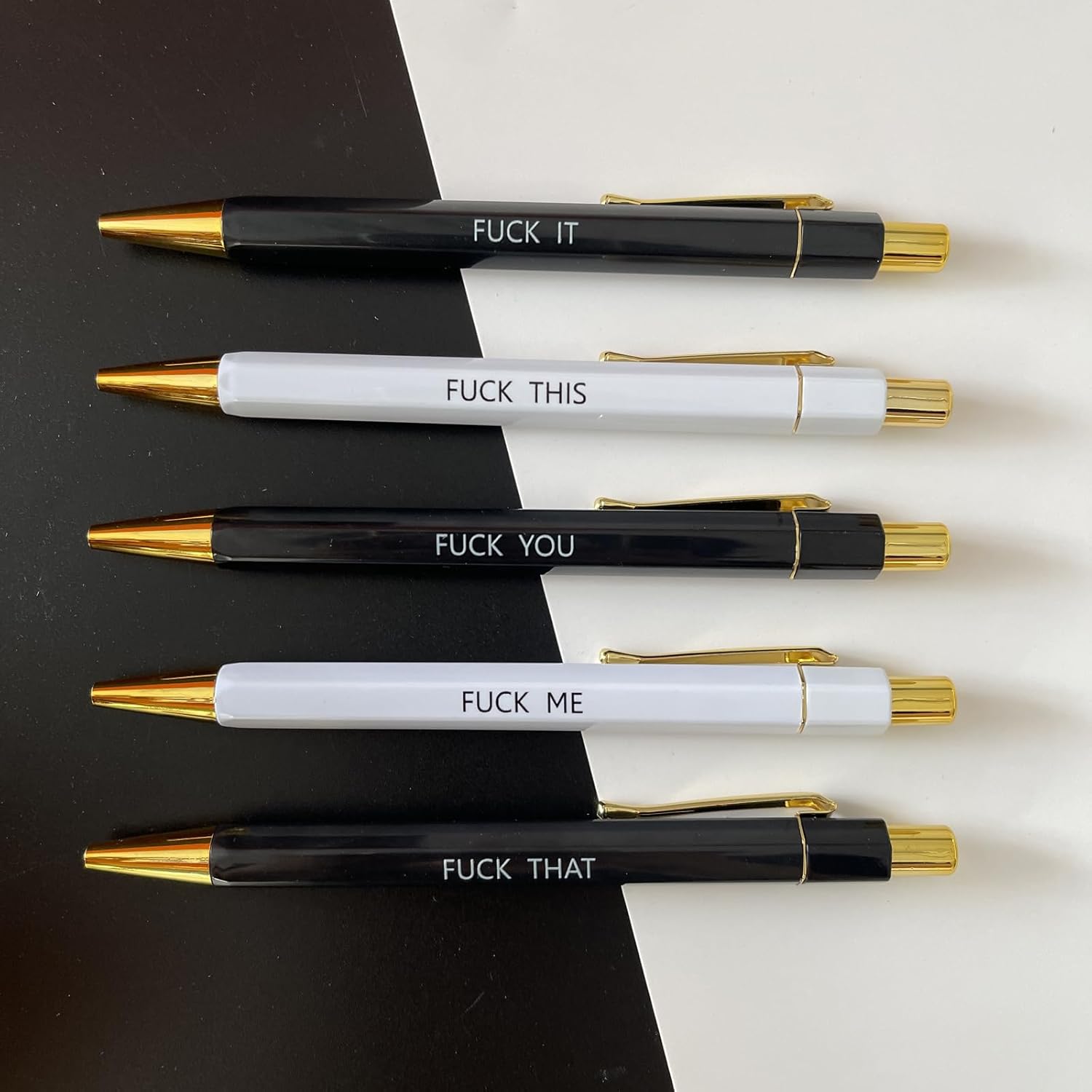 Juego de 5 bolígrafos divertidos, Swear Word Daily Pen Set, bolígrafos de tinta negra de 0.039 pulgadas, bolígrafo de servicio al cliente, juego de