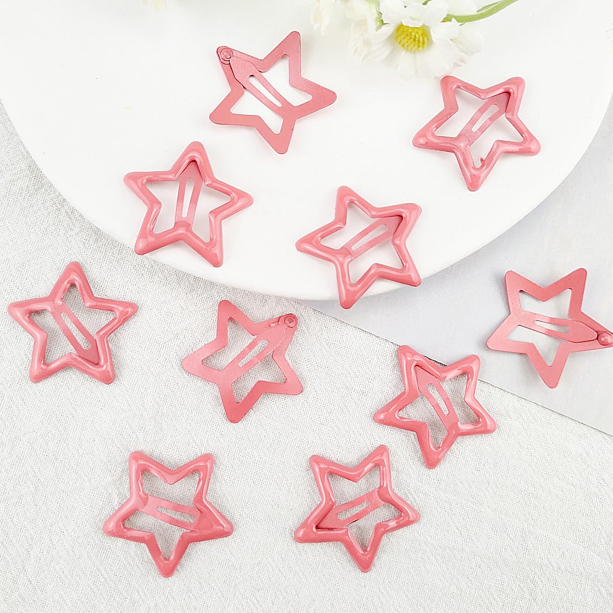 Pinzas para el cabello con diseño de estrellas, bonitos pasadores pequeños Y2K, antideslizantes, huecas, con purpurina, pequeños clips para mujeres