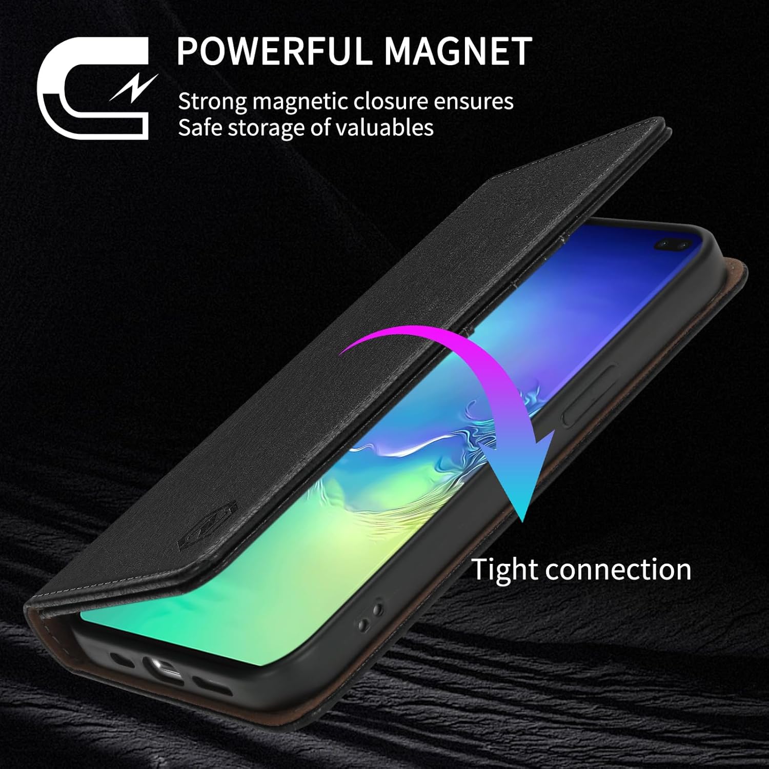 Neiye Funda tipo cartera para Samsung Galaxy S10 Plus con bloqueo RFID, soporte de ranura para tarjetas, funda protectora de cuero para Samsung