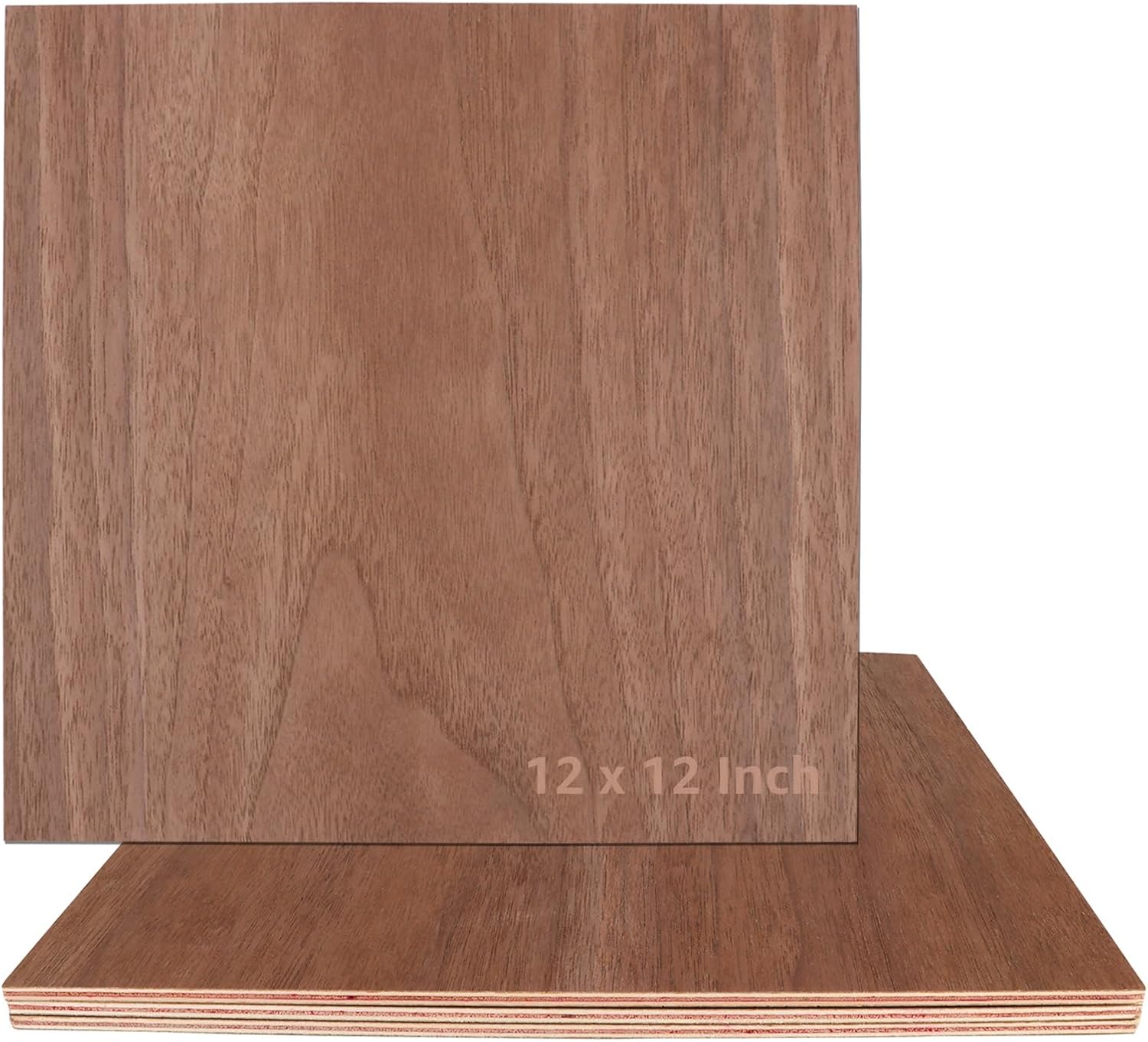 Paquete de 4 contrachapados de nogal de 12 x 12 pulgadas, madera de nogal de 15 pulgadas para manualidades, madera contrachapada de 0.197 in de